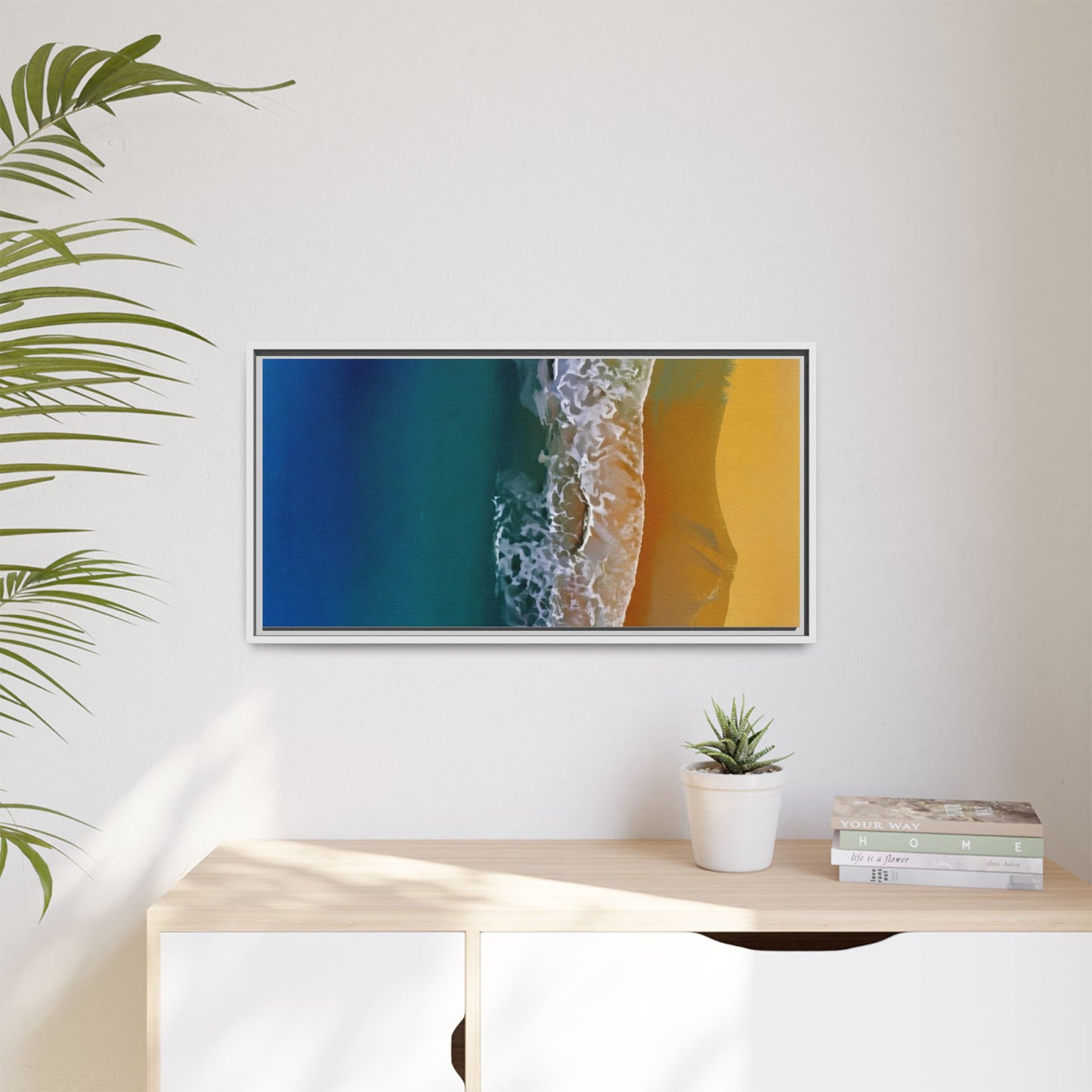 Framed Matte Canvas Seascape Print – Coastal Waves Wall Art