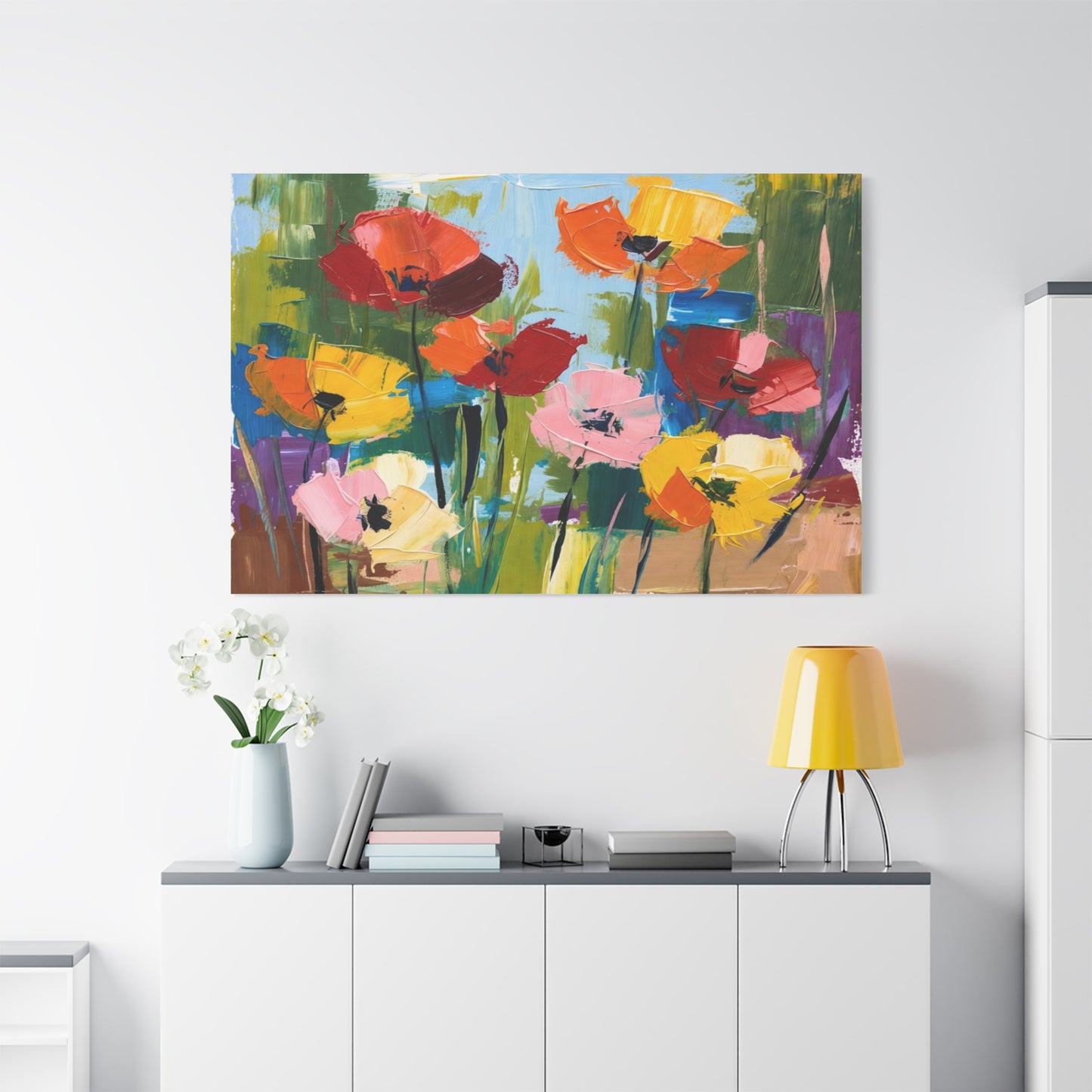 Colorful Abstract Floral Canvas Wall Art — Matte Stretched 1.25"