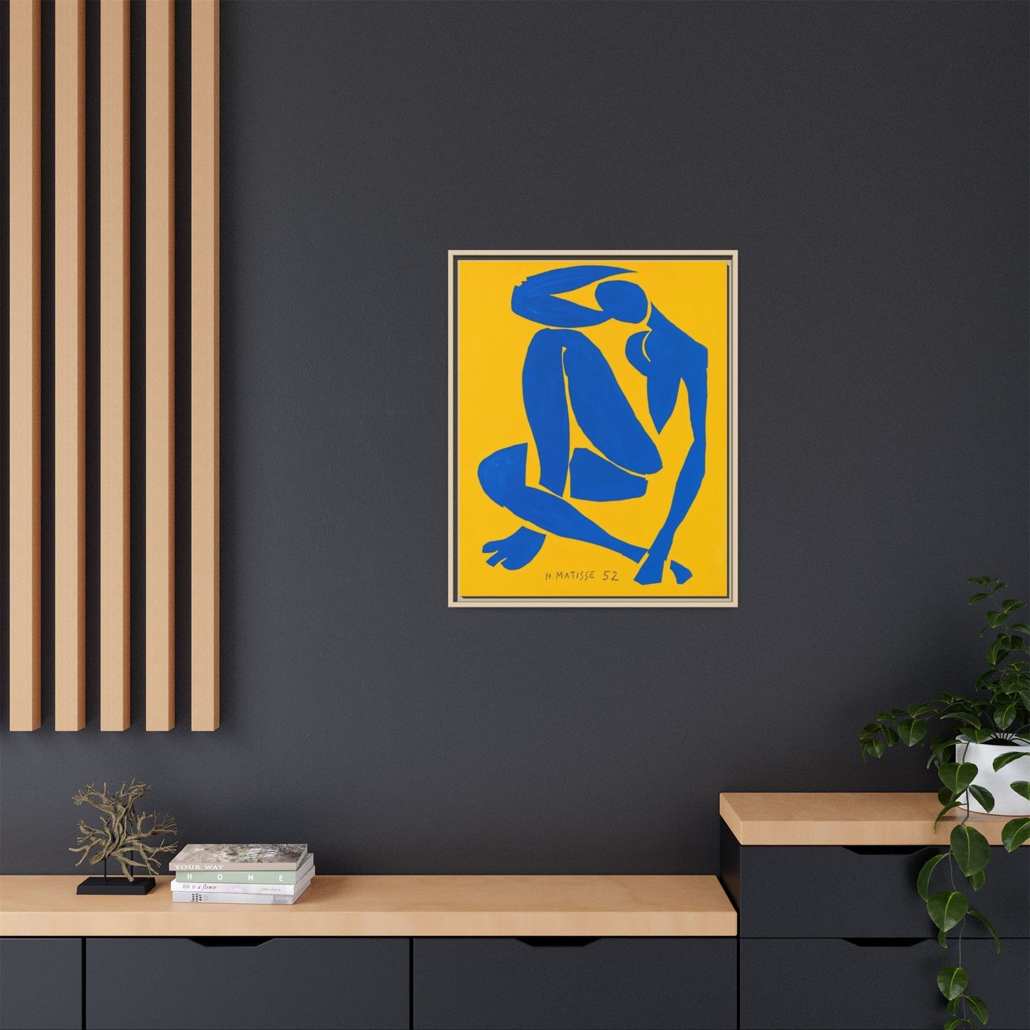 Abstract Blue Nude Matte Canvas Wall Art, Framed