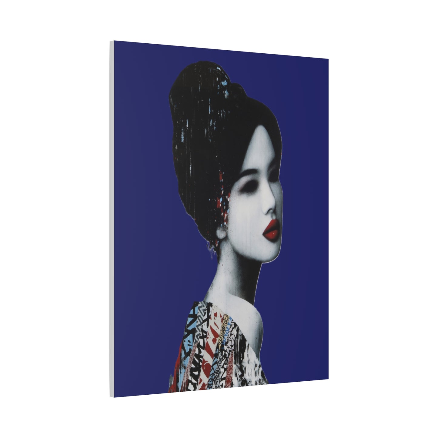 Geisha Portrait Matte Canvas Print — Modern Asian-Inspired Wall Art