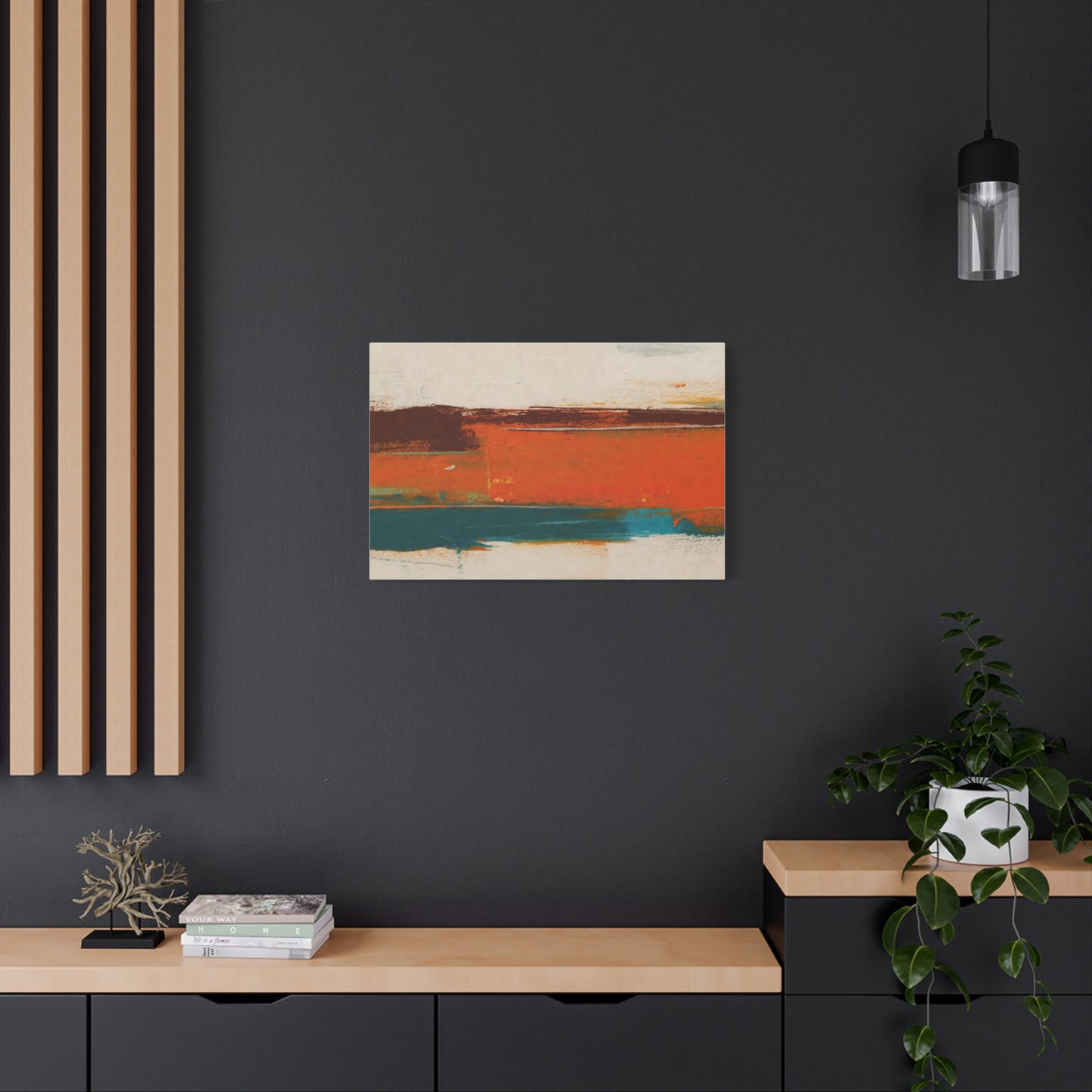 Abstract Orange & Teal Matte Canvas Wall Art — Stretched 1.25"