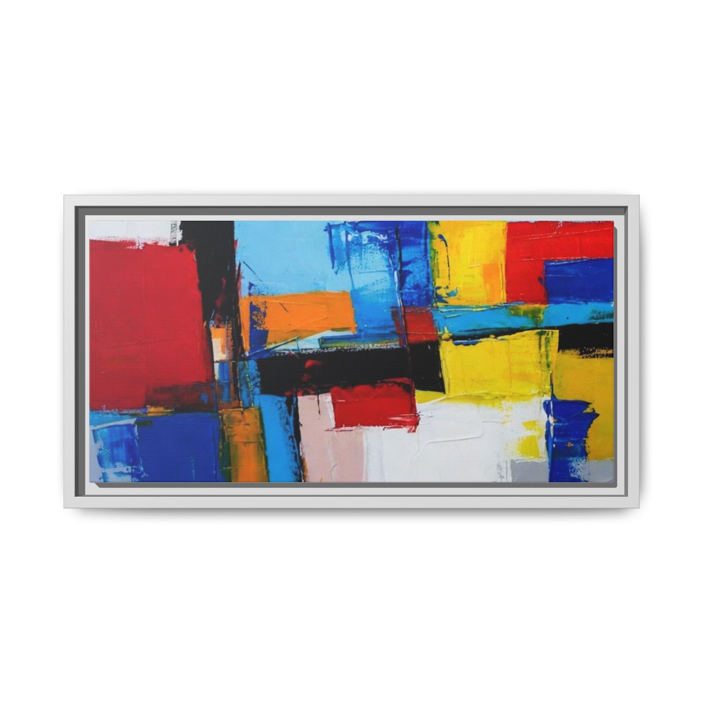 Abstract Color Block Matte Canvas Framed Wall Art