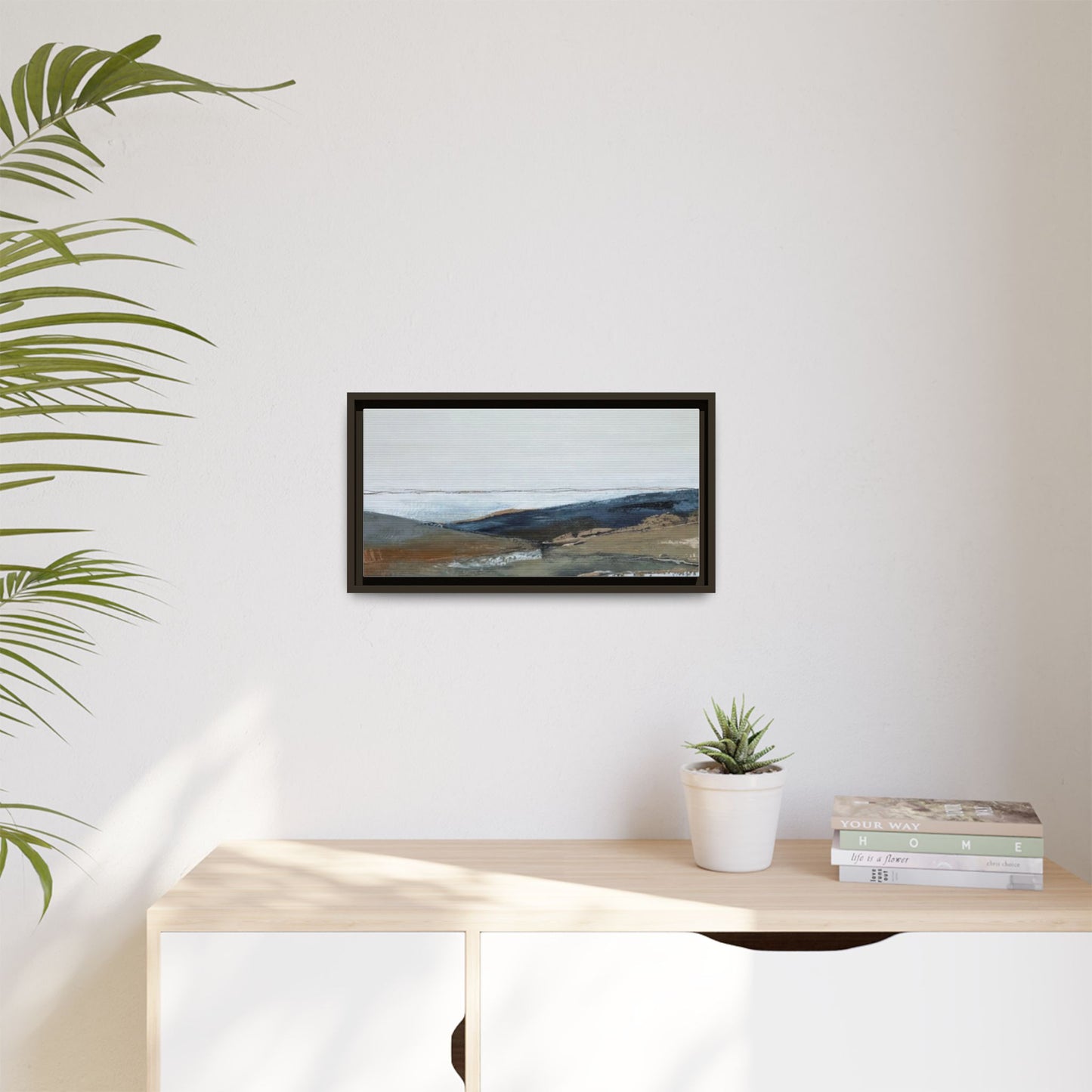 Framed Matte Canvas Wall Art — Serene Coastal Abstract Landscape