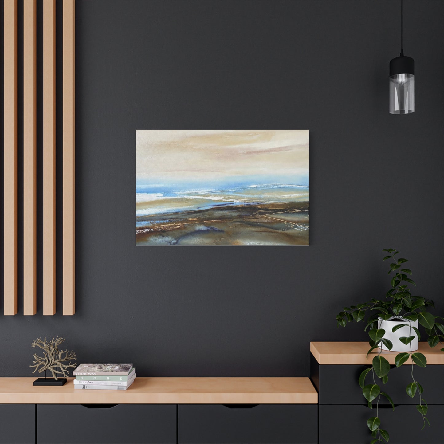 Coastal Abstract Matte Canvas Wall Art — Serene Ocean Horizon Stretch