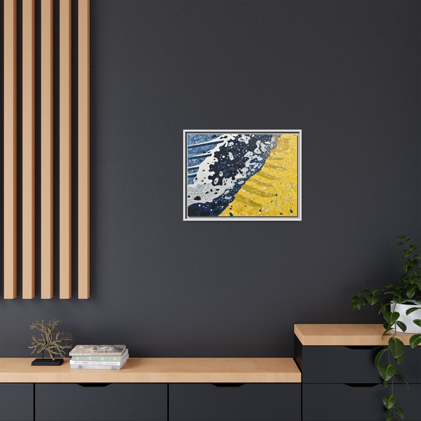 Framed Abstract Ocean & Sand Matte Canvas Print