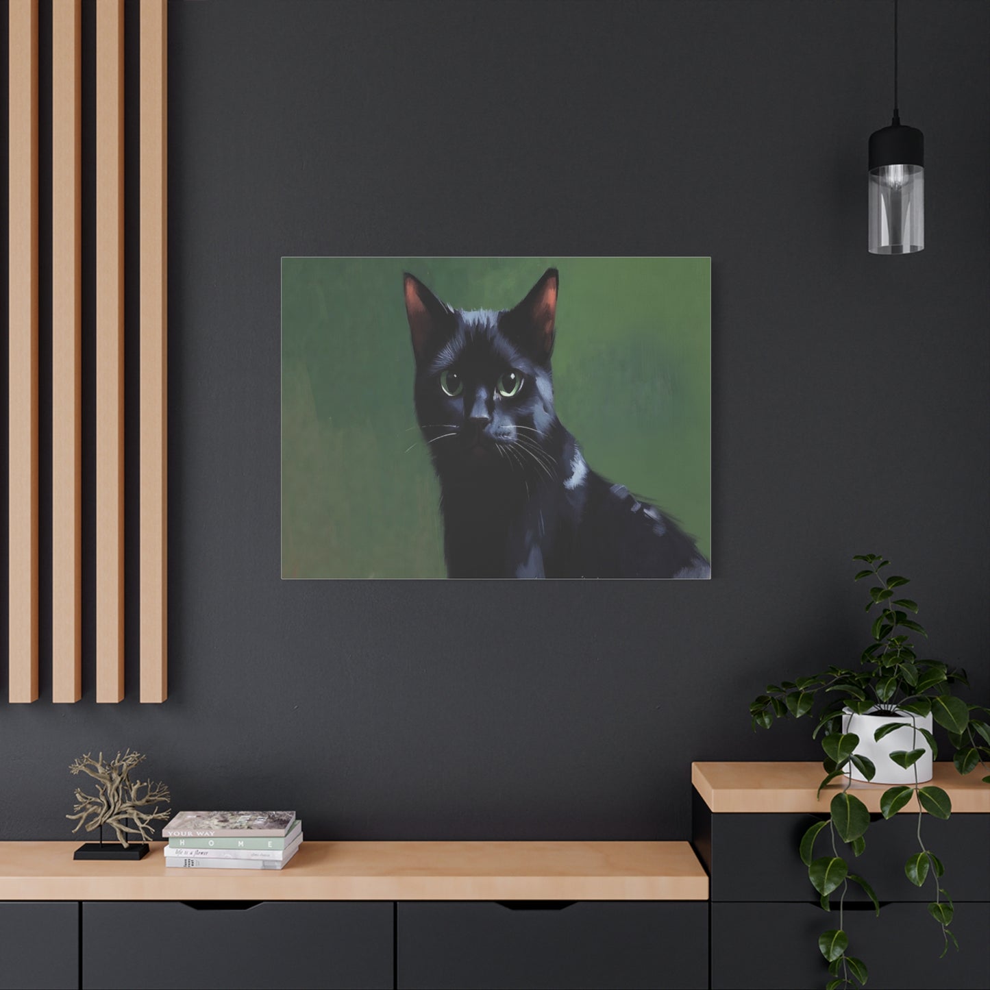 Black Cat Portrait Canvas - Matte Stretched Wall Art