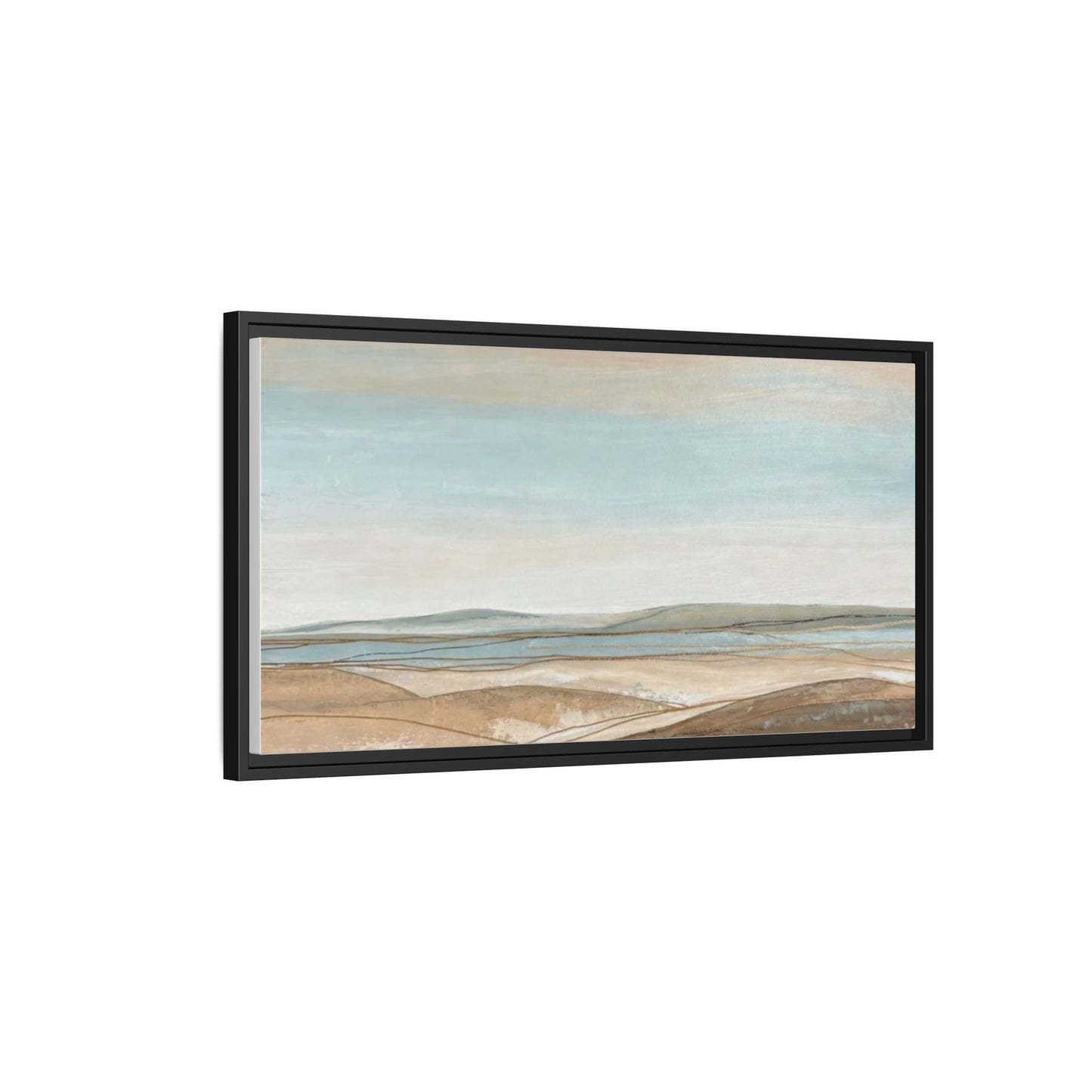 Framed Abstract Landscape Matte Canvas — Serene Coastal Horizon Wall Art