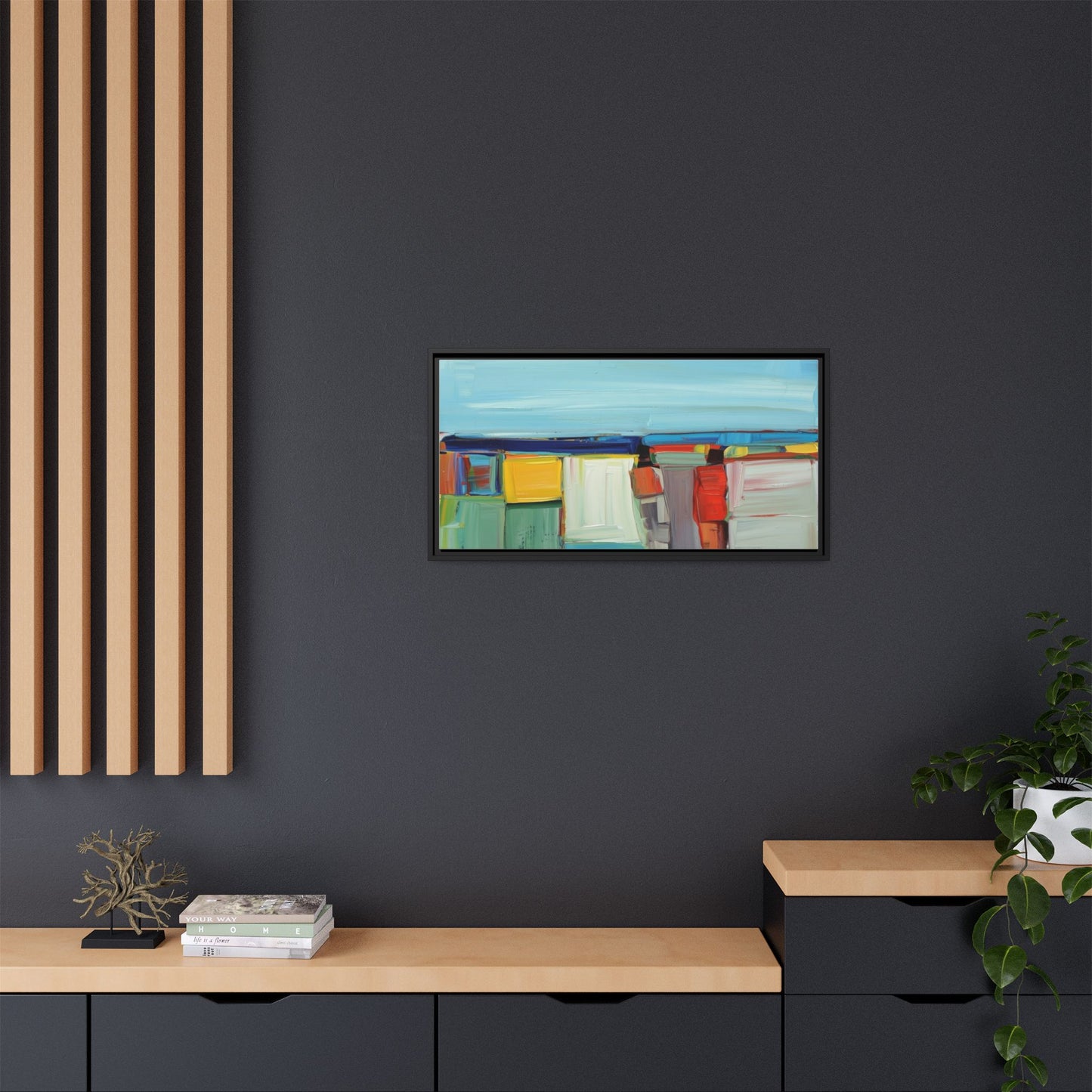 Abstract Coastal Blocks Matte Canvas Print (Framed)