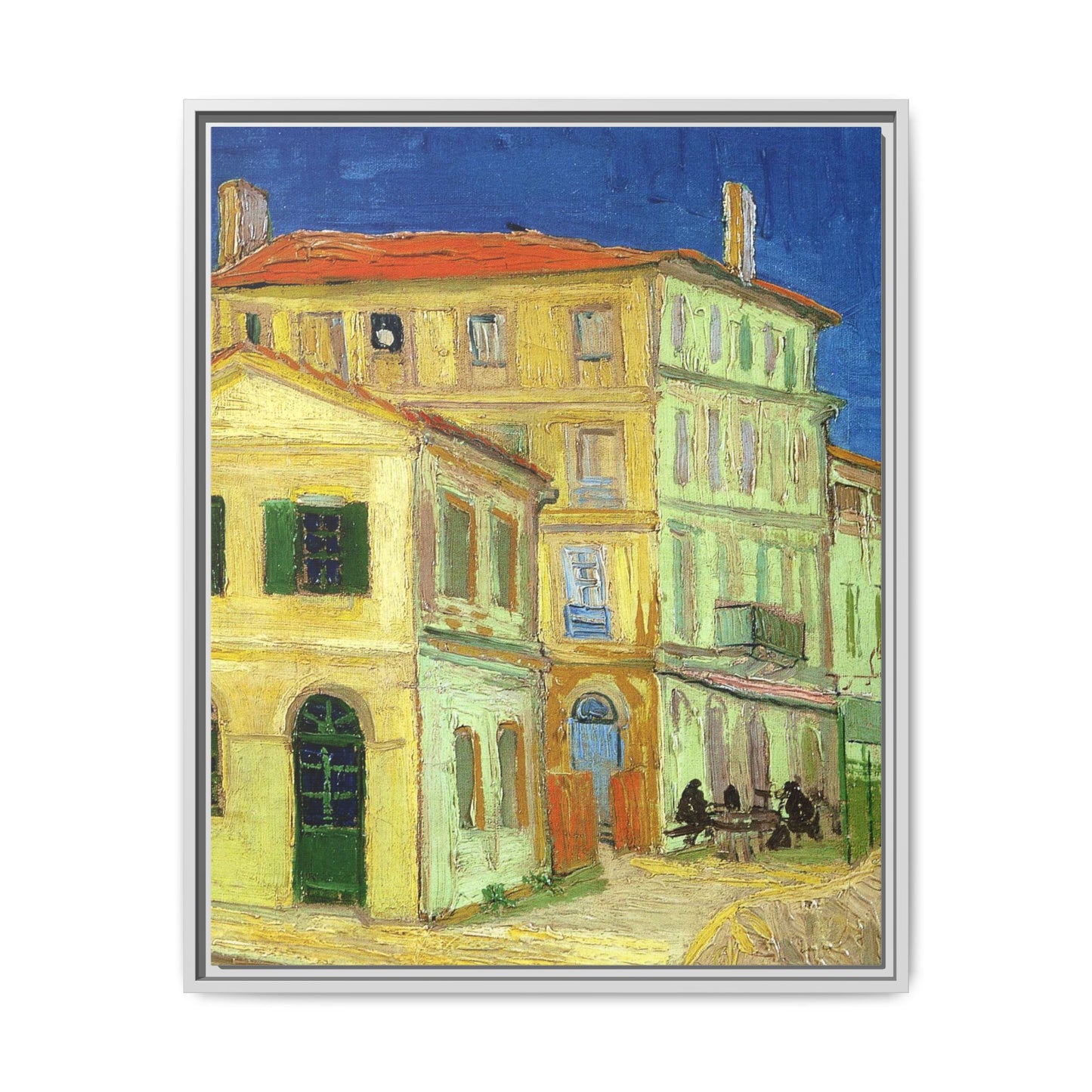 Mediterranean Street Scene Matte Canvas Framed Wall Art