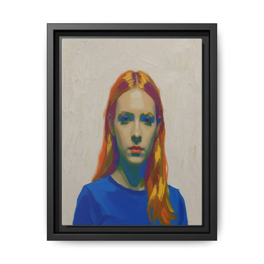 Framed Matte Canvas Portrait — Vibrant Multi‑Color Girl Art Print