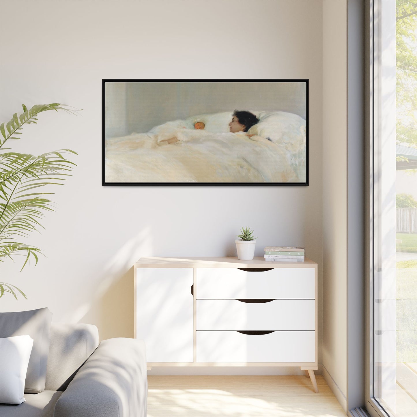Mother by Joaquin Sorolla y Bastida Framed Matte Canvas Wall Art Print