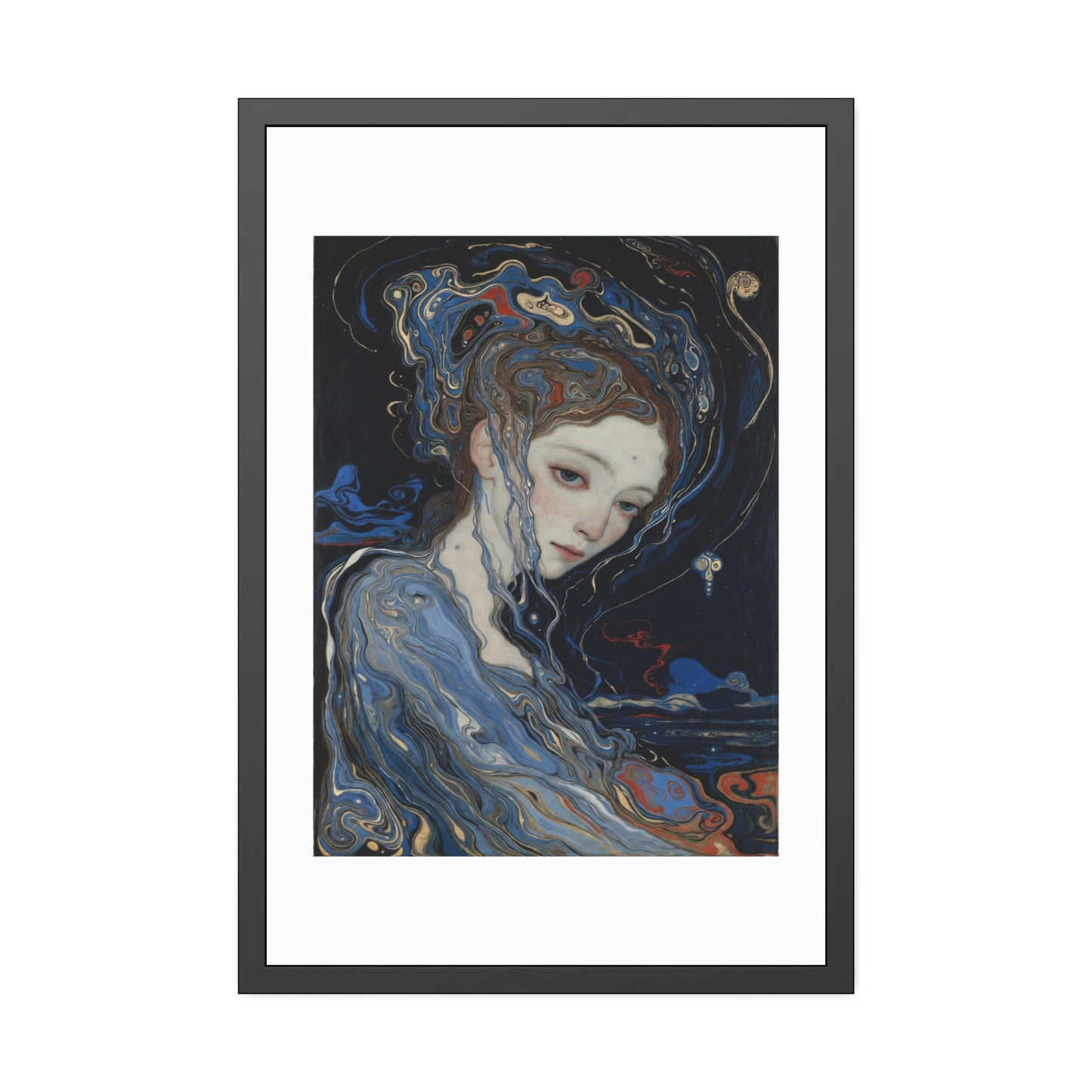 Framed Art Print — Dreamy Blue Portrait Poster