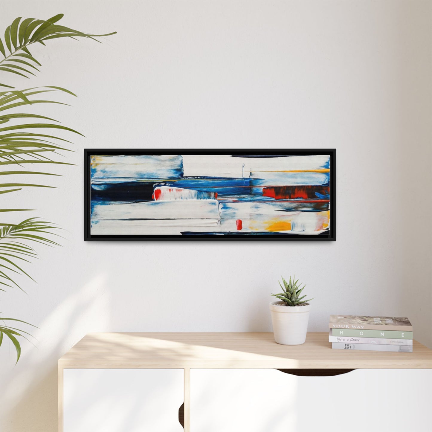 Abstract Coastal Brushstrokes Framed Canvas Print