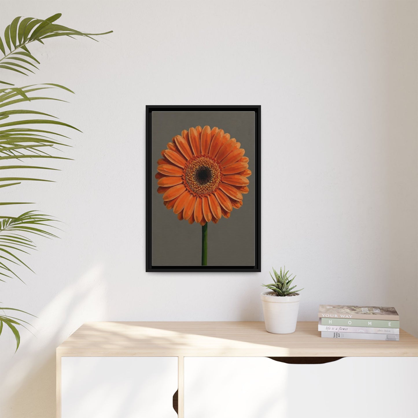 Orange Gerbera Daisy Matte Canvas Print (Framed)
