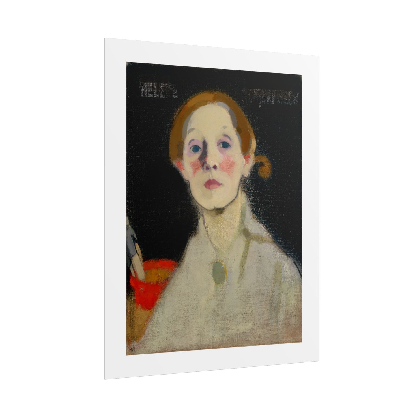 Self-Portrait Black Background by Helene Schjerfbeck Wall Art Print