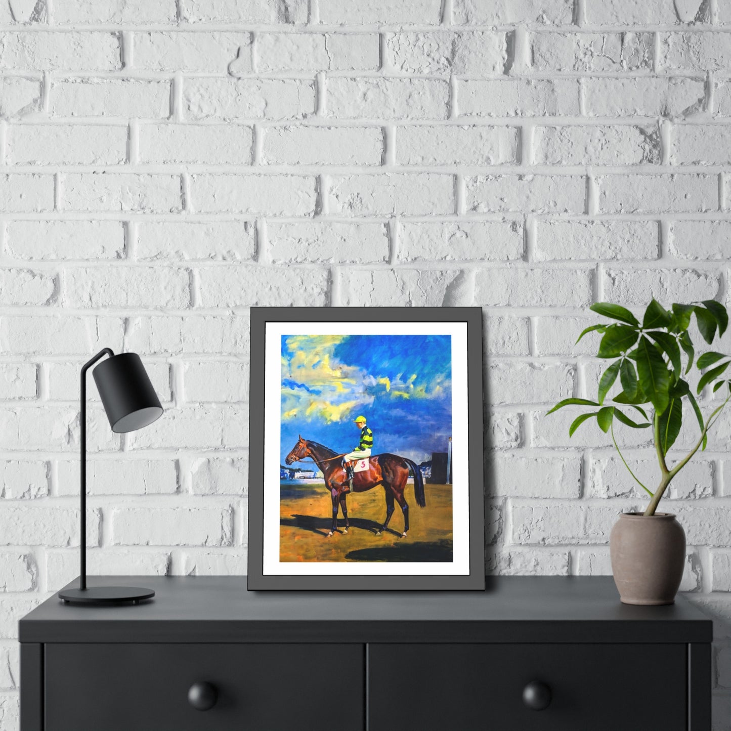 Framed Poster — Vintage Racehorse Jockey Art Print