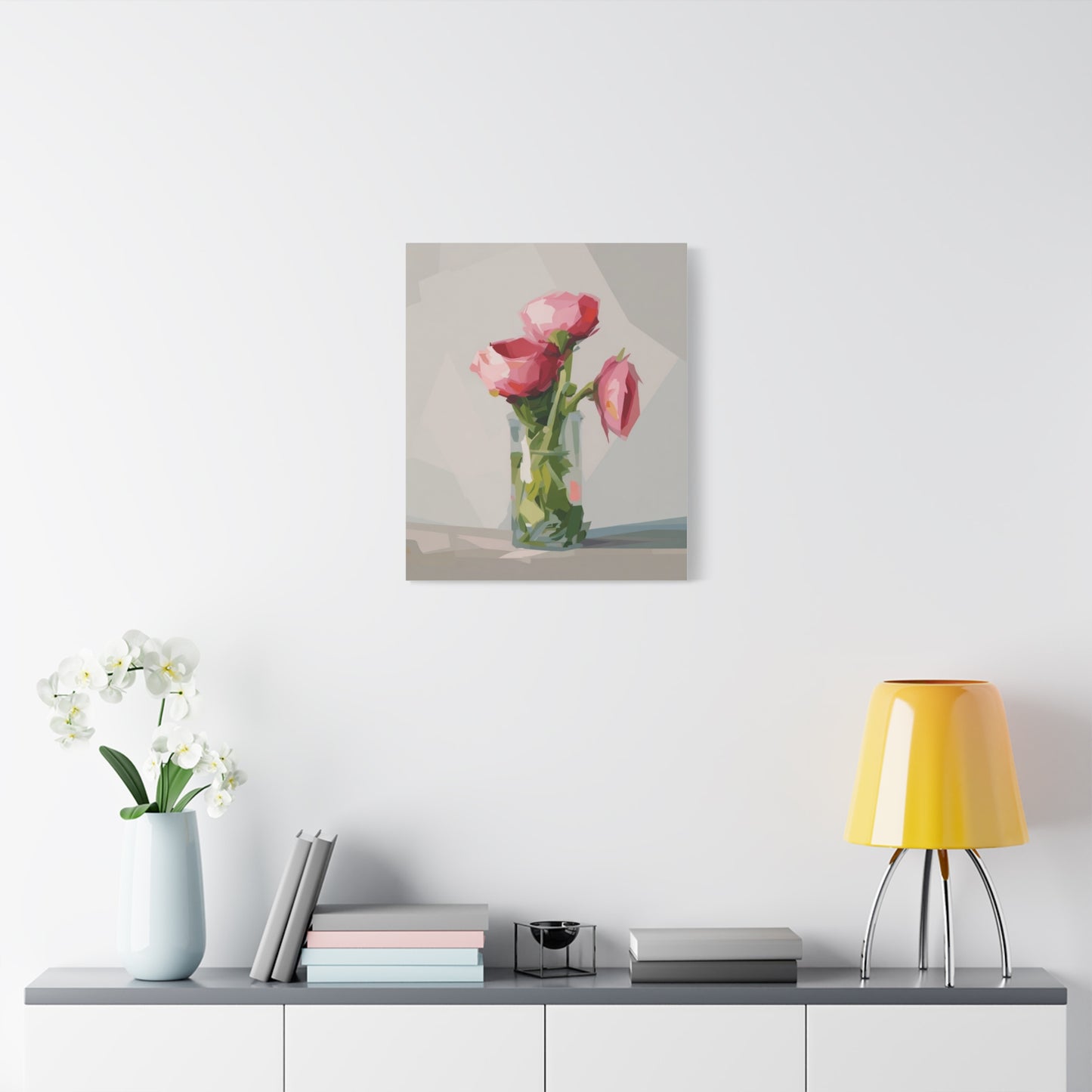 Pink Floral Vase Canvas Print — Stretched Matte Wall Art