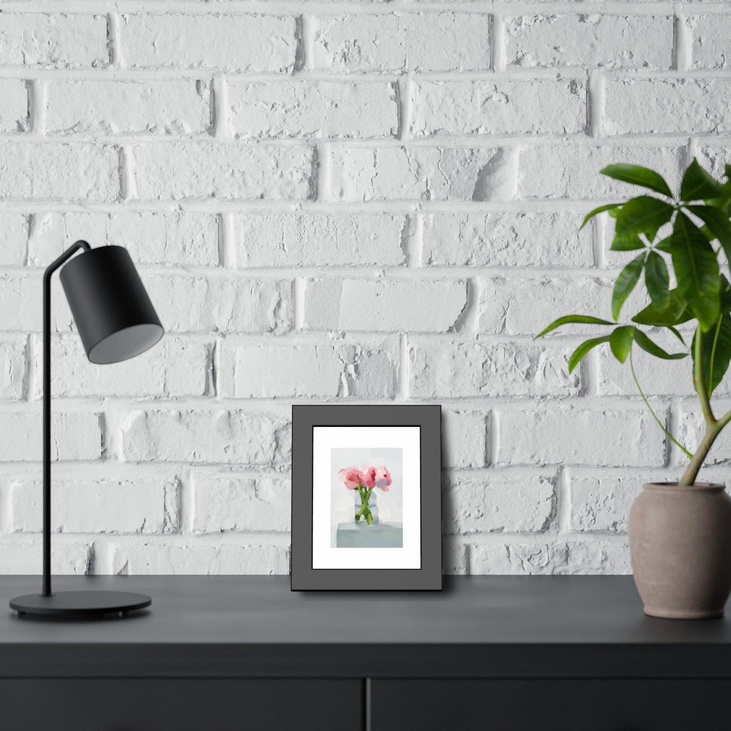 Framed Poster — Pink Floral Still Life Art Print (Modern Minimal)