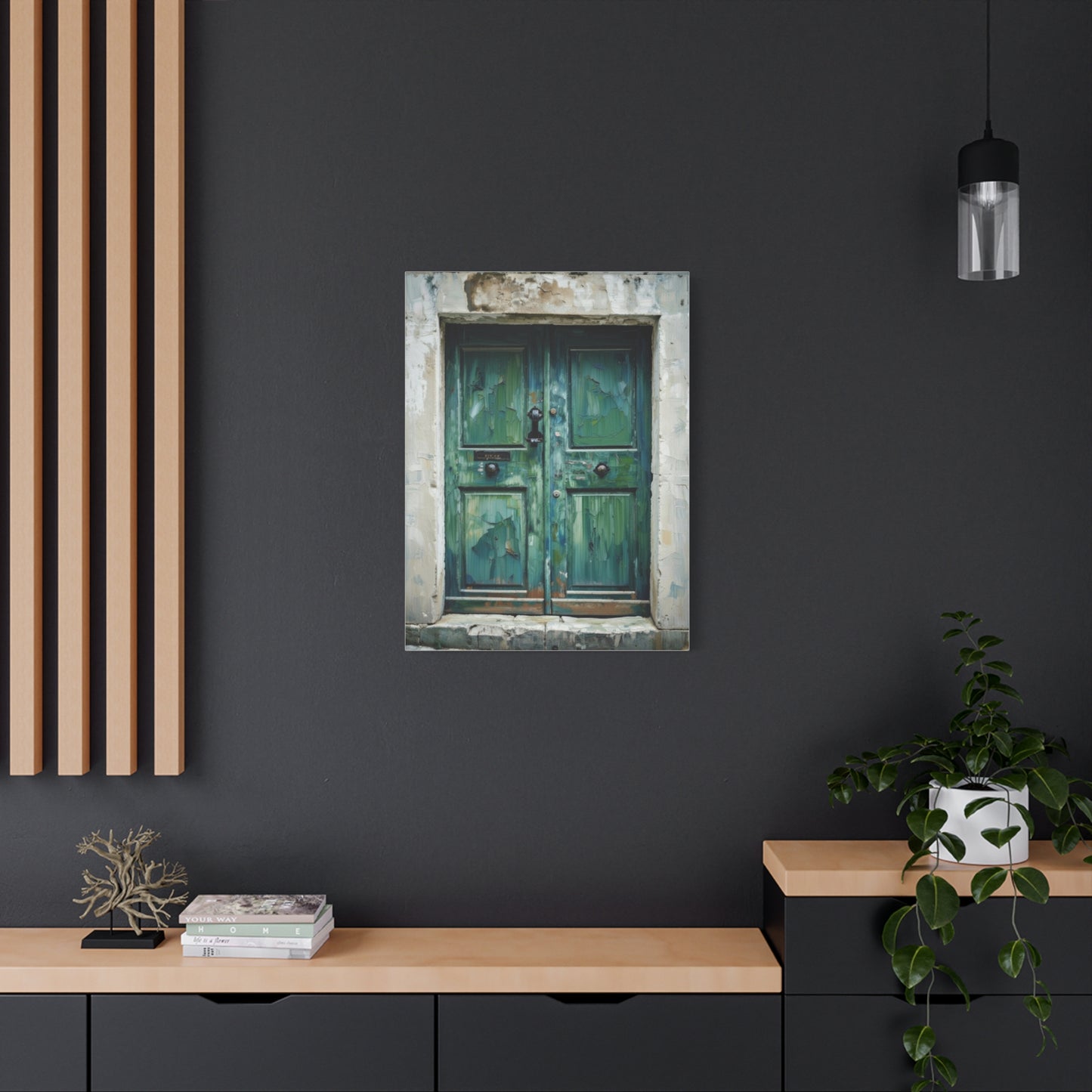 Vintage Green Door Matte Canvas Wall Art — Stretched 1.25"