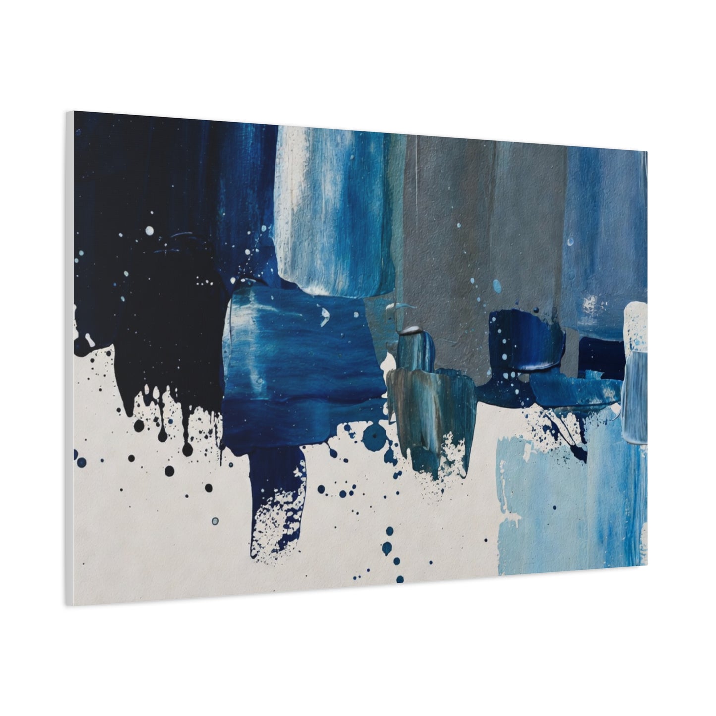 Blue Abstract Canvas Wall Art – Modern Matte Stretched Canvas
