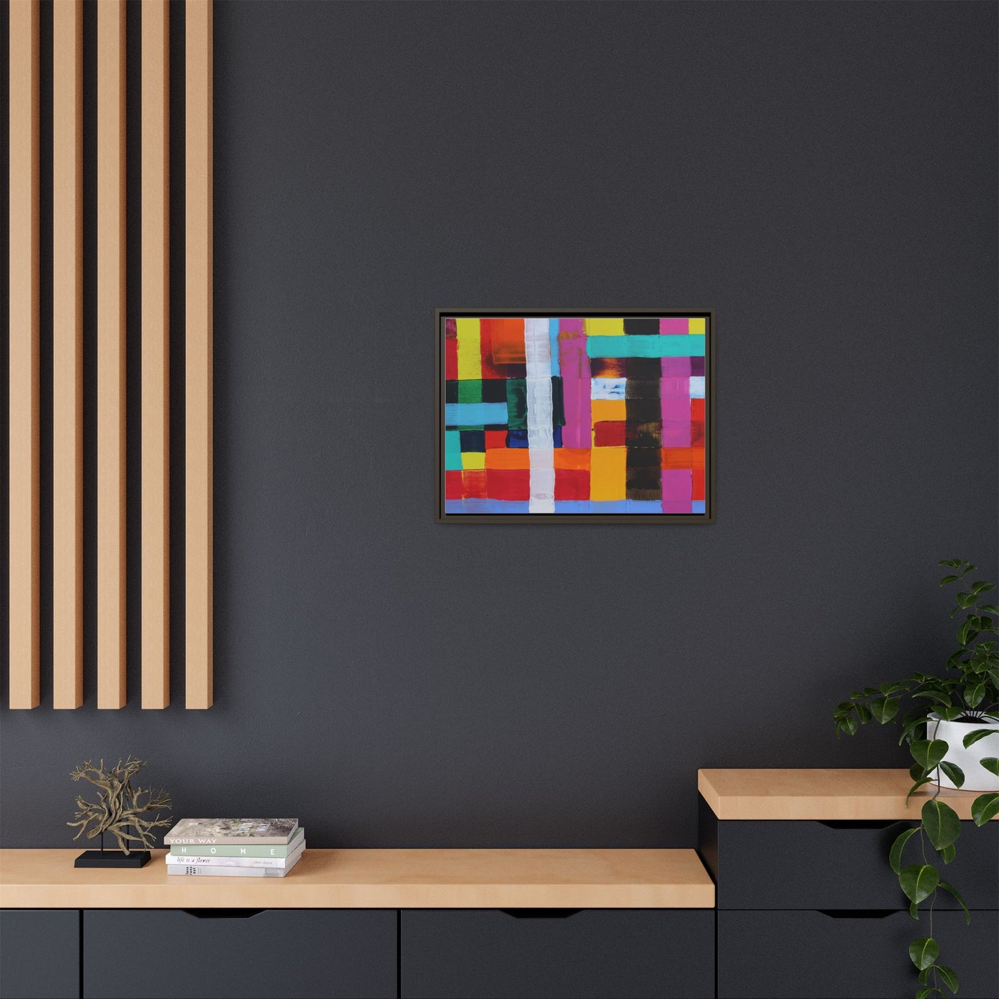 Farbfeld Malerei (Acryl) by Unknown Artist Matte Framed Canvas Wall Art Print