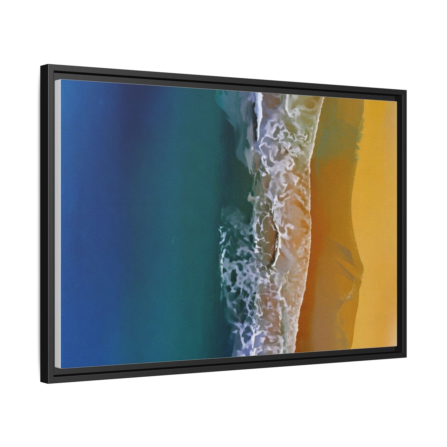 Framed Matte Canvas Seascape Print – Coastal Waves Wall Art
