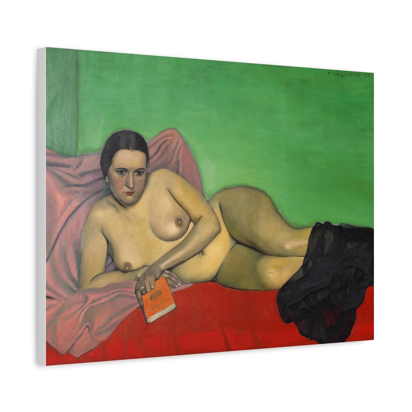 Femme nue tenant un livre by Félix Vallotton Matte Canvas Wall Art Print