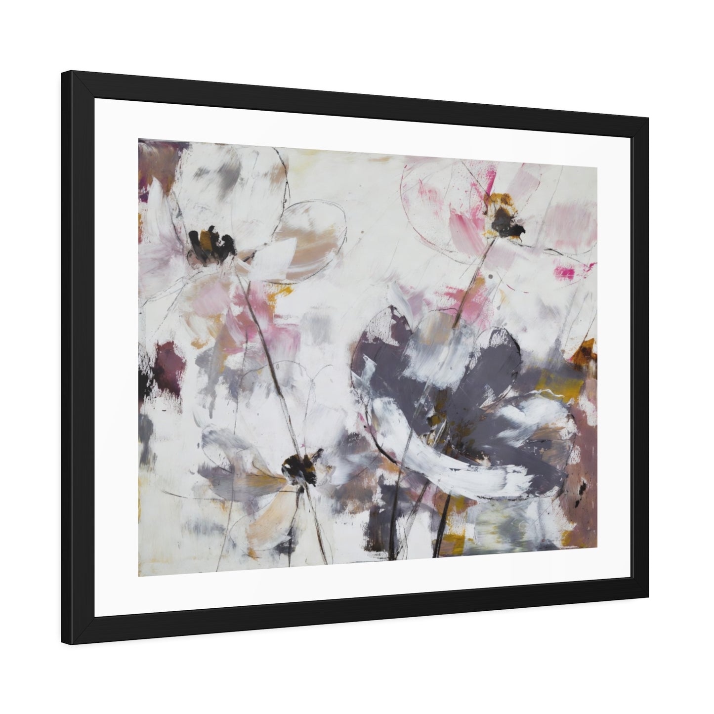 Framed Floral Poster Art – Soft Watercolor Poppies Print