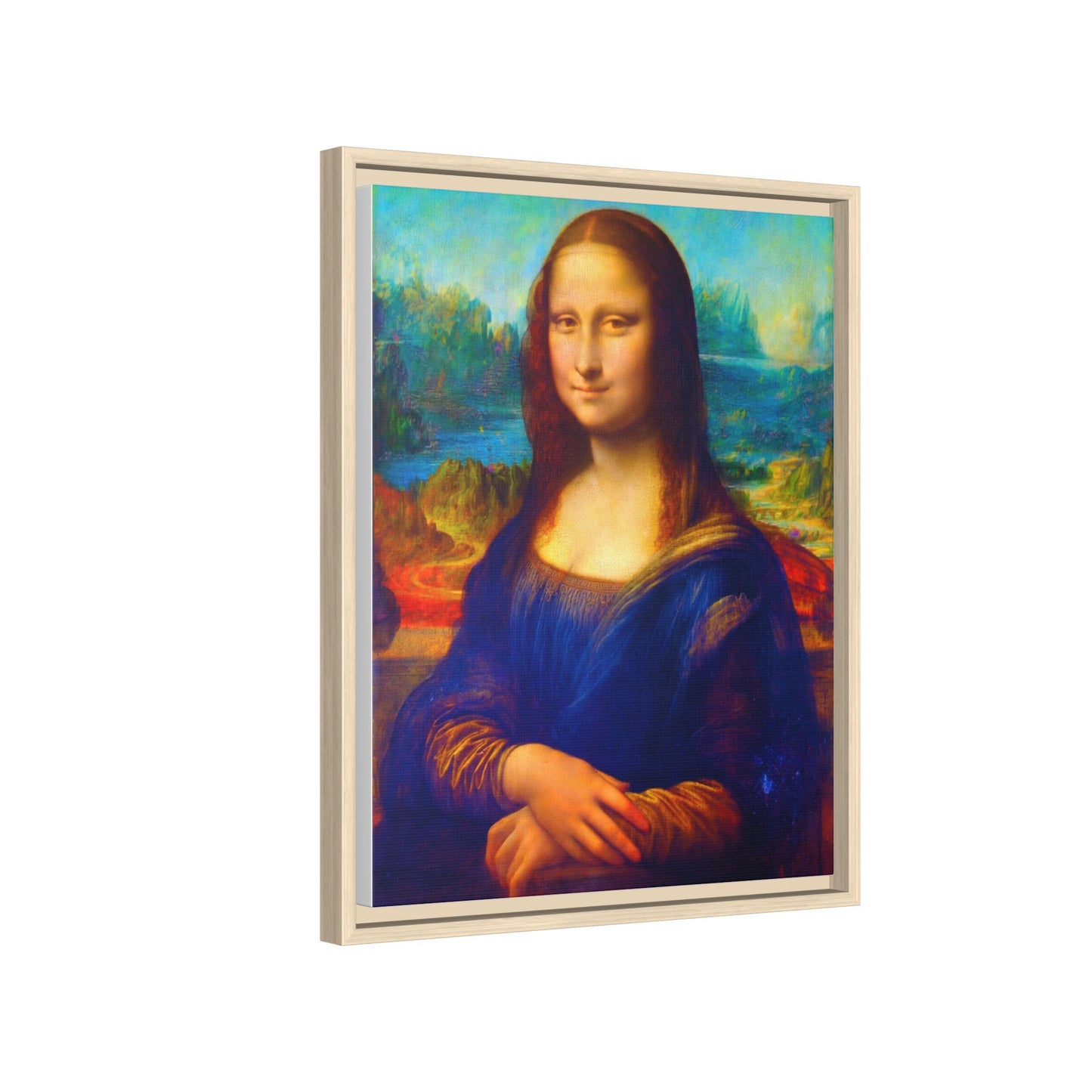 Framed Matte Canvas Print — Colorful Mona Lisa Wall Art