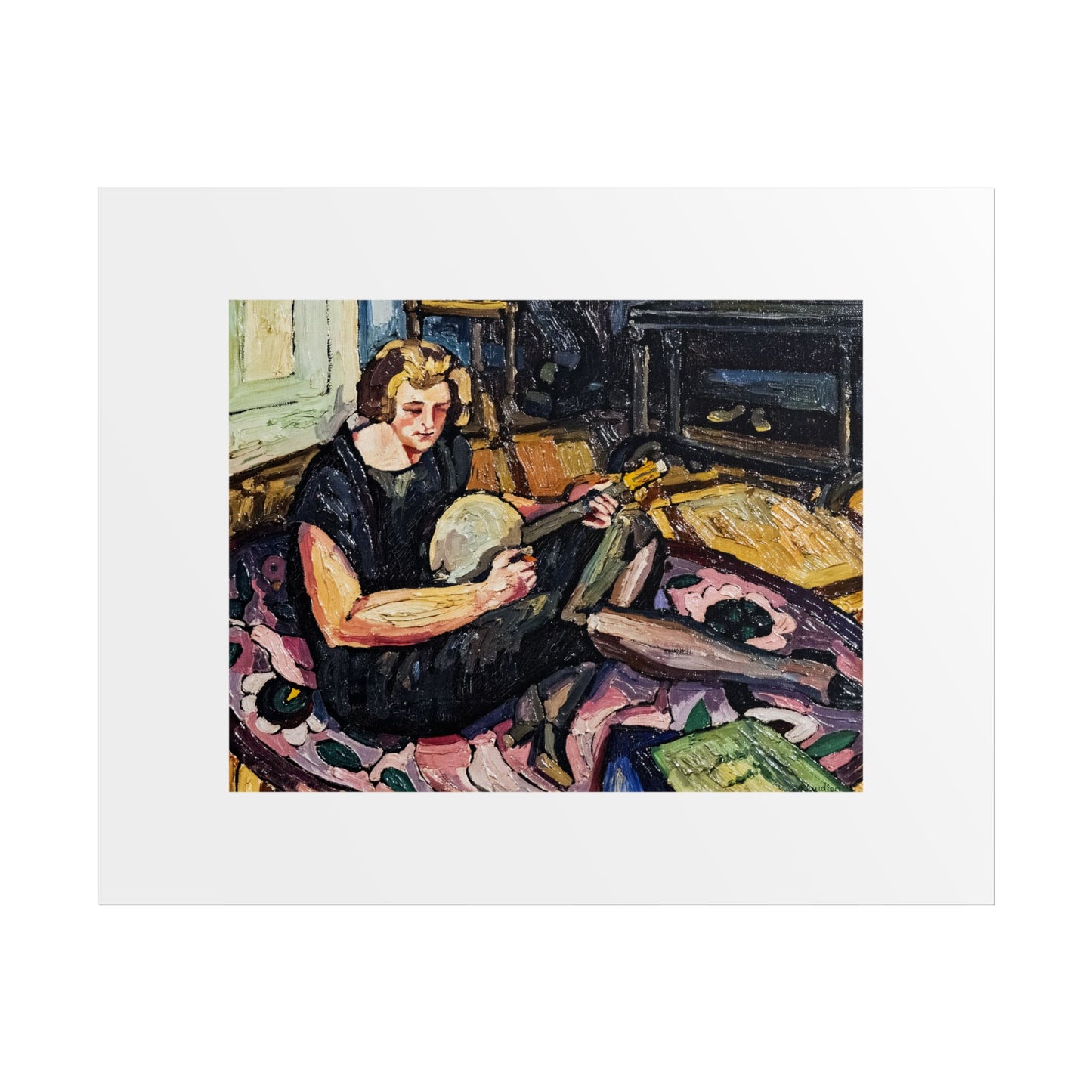 Luce au banjo dans le salon à Rabastens by Georges Gaudion Wall Art Print