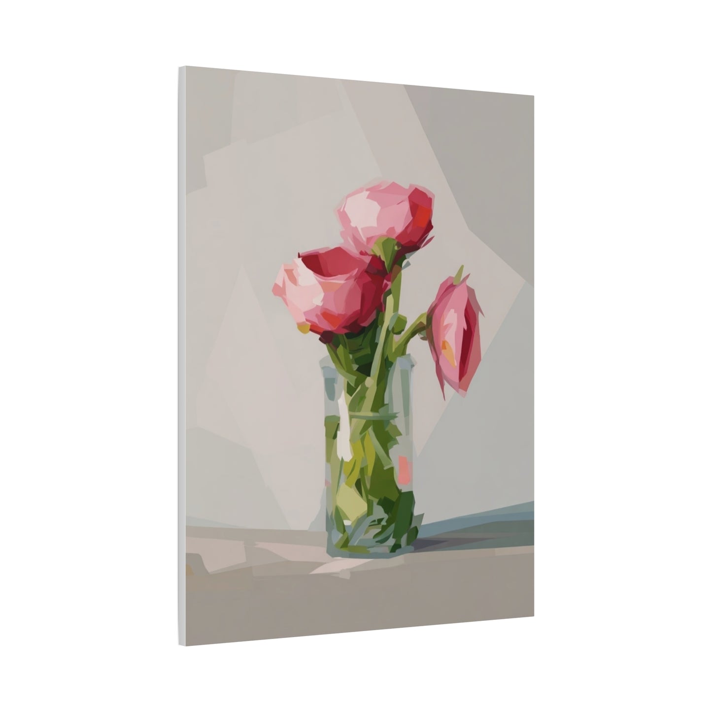 Pink Floral Vase Canvas Print — Stretched Matte Wall Art
