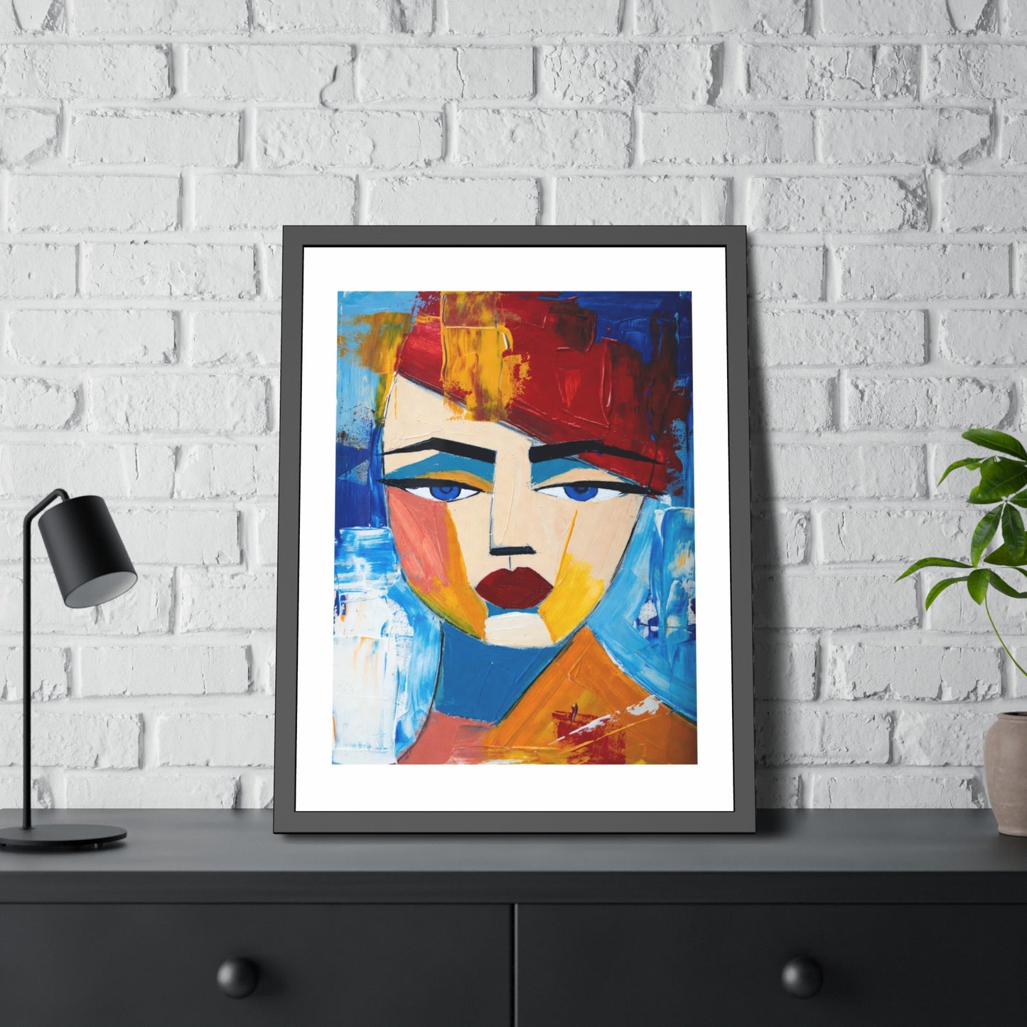Abstract Colorful Face Framed Poster — Modern Pop Art Wall Print