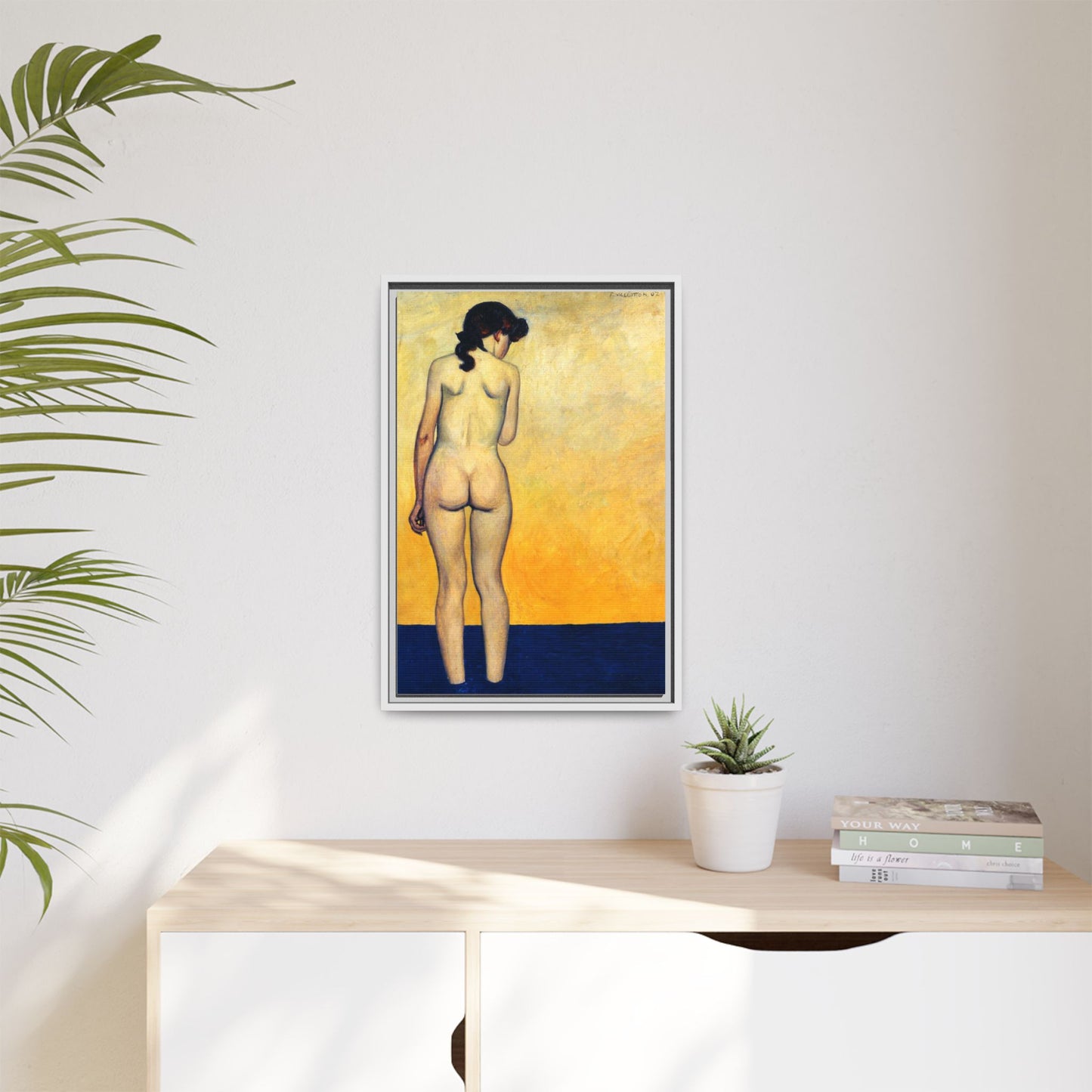 Adolescente entrant dans l'eau by Félix Vallotton Framed Matte Canvas Wall Art Print