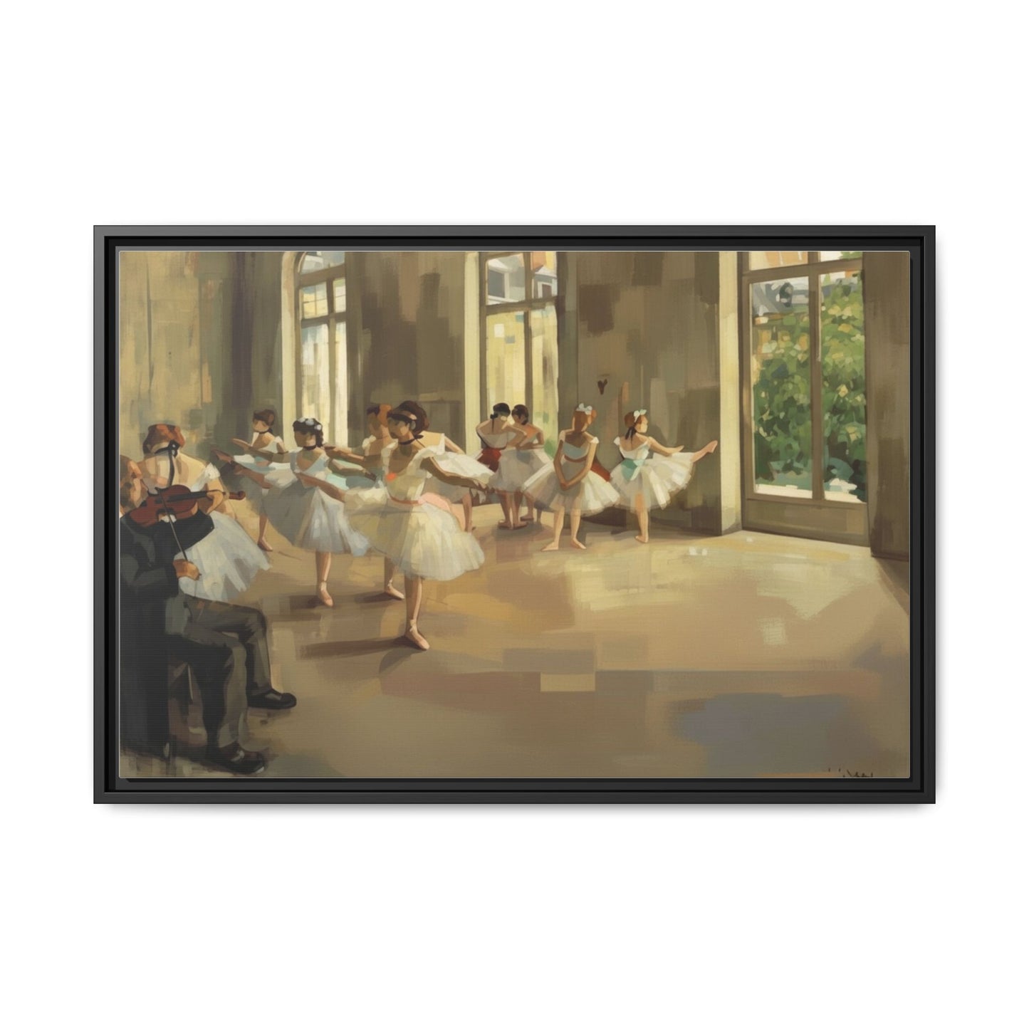 Framed Matte Canvas Print — Ballet Class Scene (Impressionist Dancers)