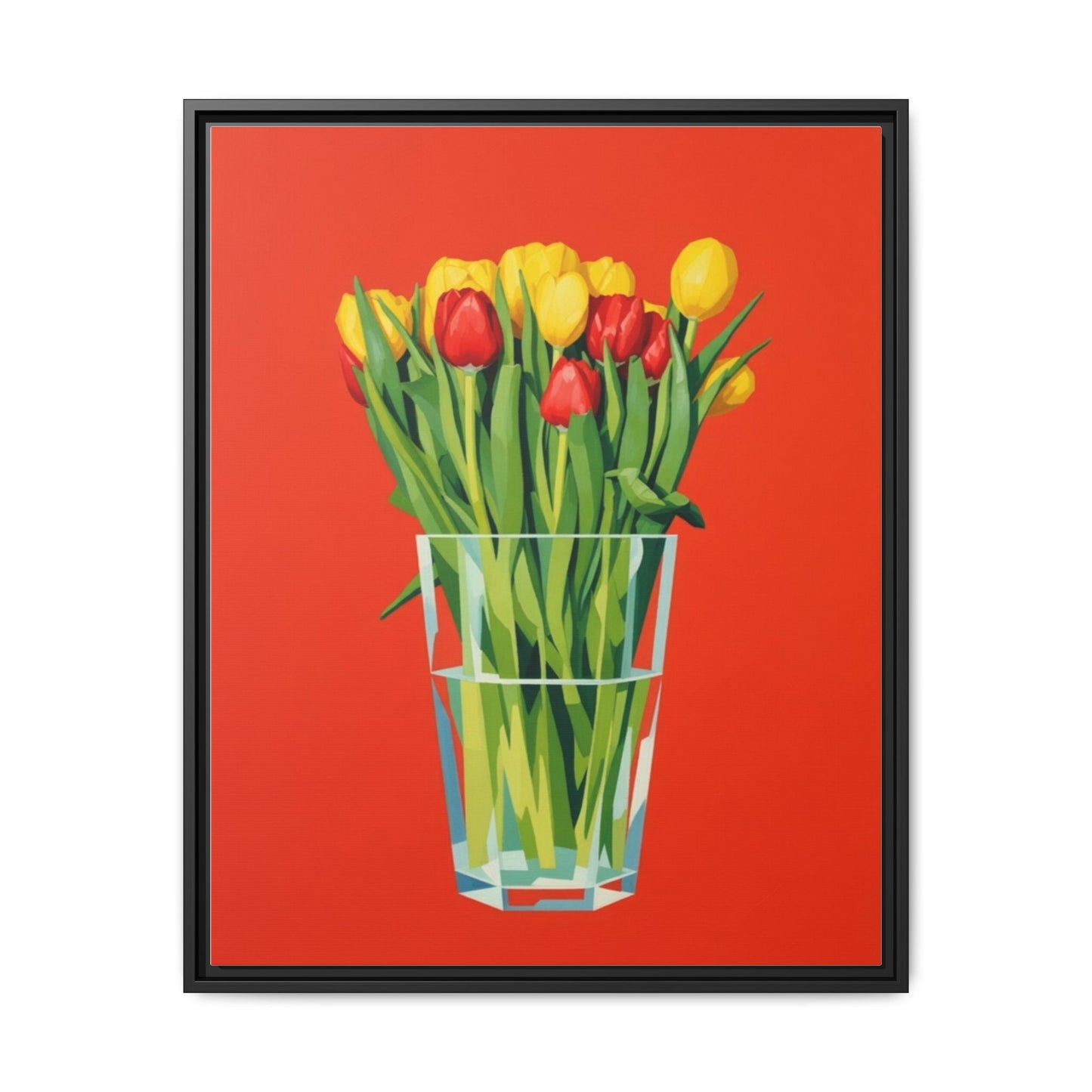 Framed Tulip Bouquet Matte Canvas Art — Vibrant Red Floral Wall Print