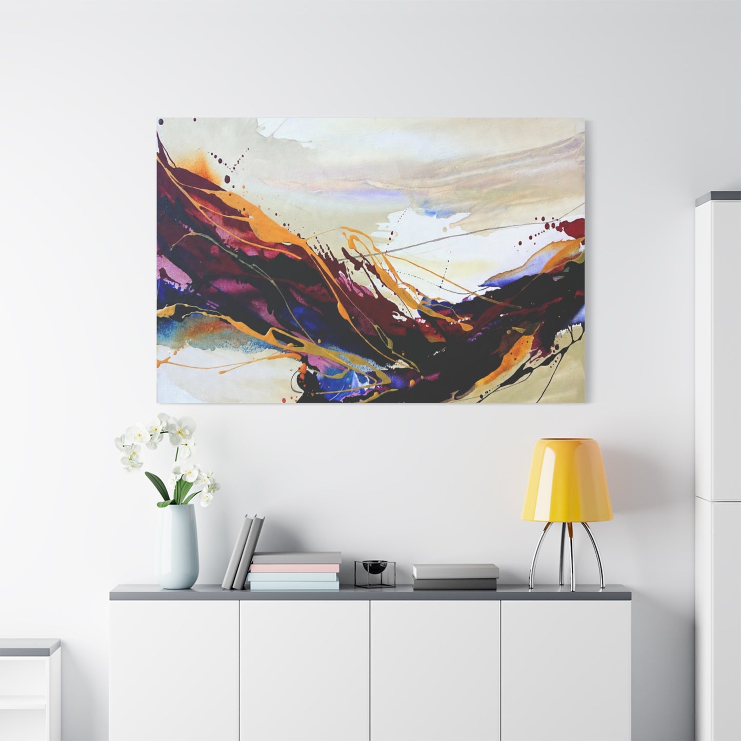 Abstract Color Flow Matte Stretched Canvas – Vibrant Modern Wall Art