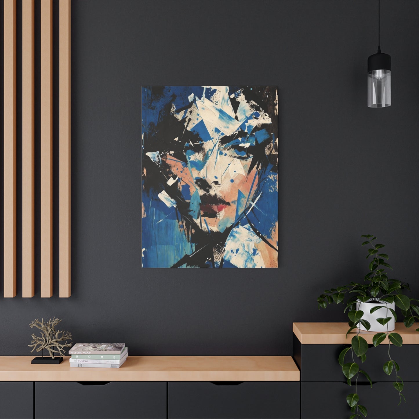 Abstract Blue Portrait Canvas Print — Modern Stretched Wall Art