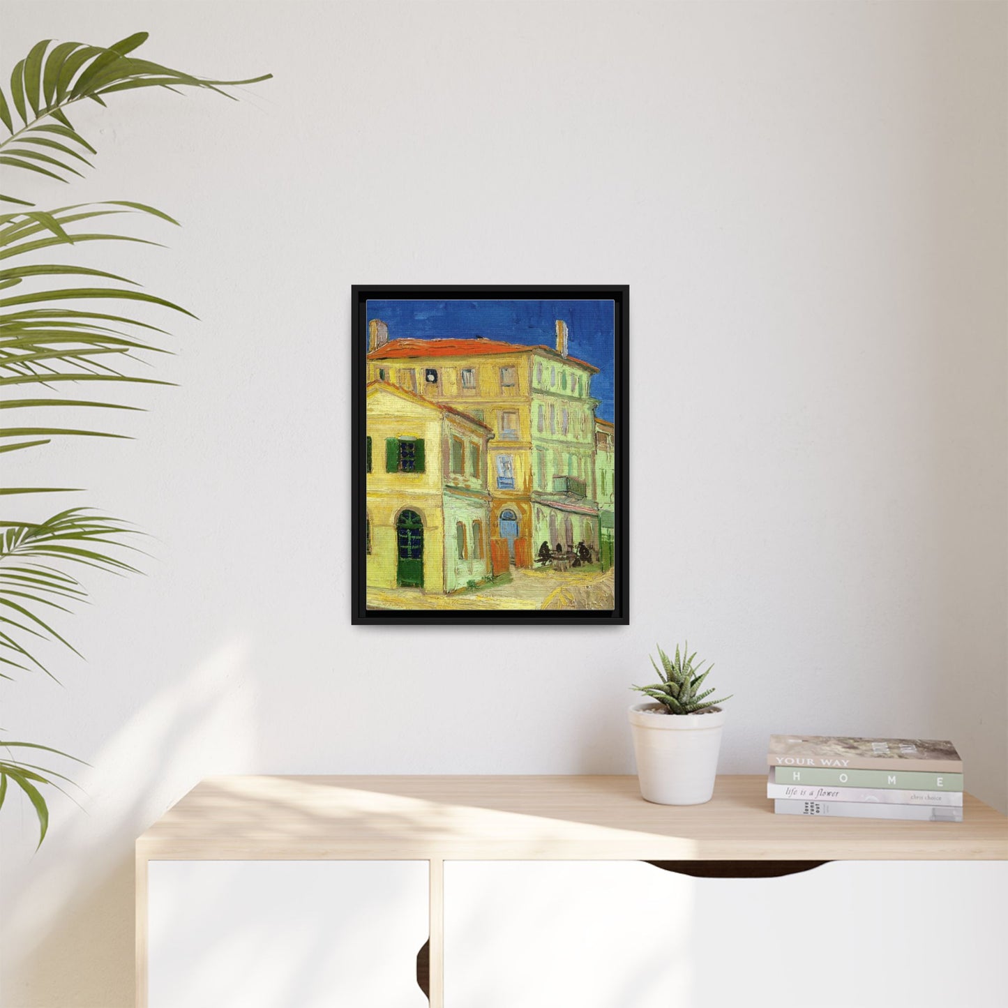 Mediterranean Street Scene Matte Canvas Framed Wall Art