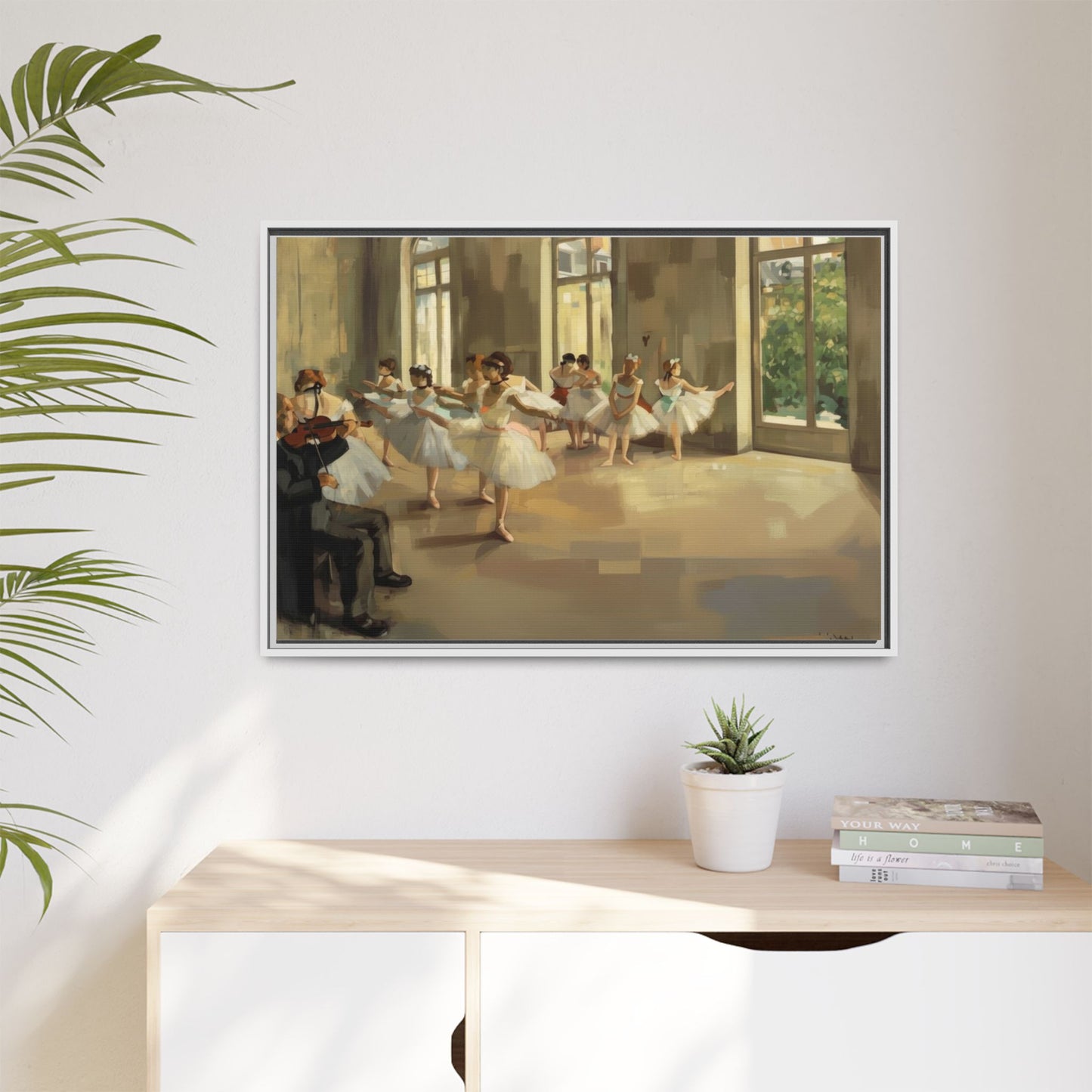 Framed Matte Canvas Print — Ballet Class Scene (Impressionist Dancers)