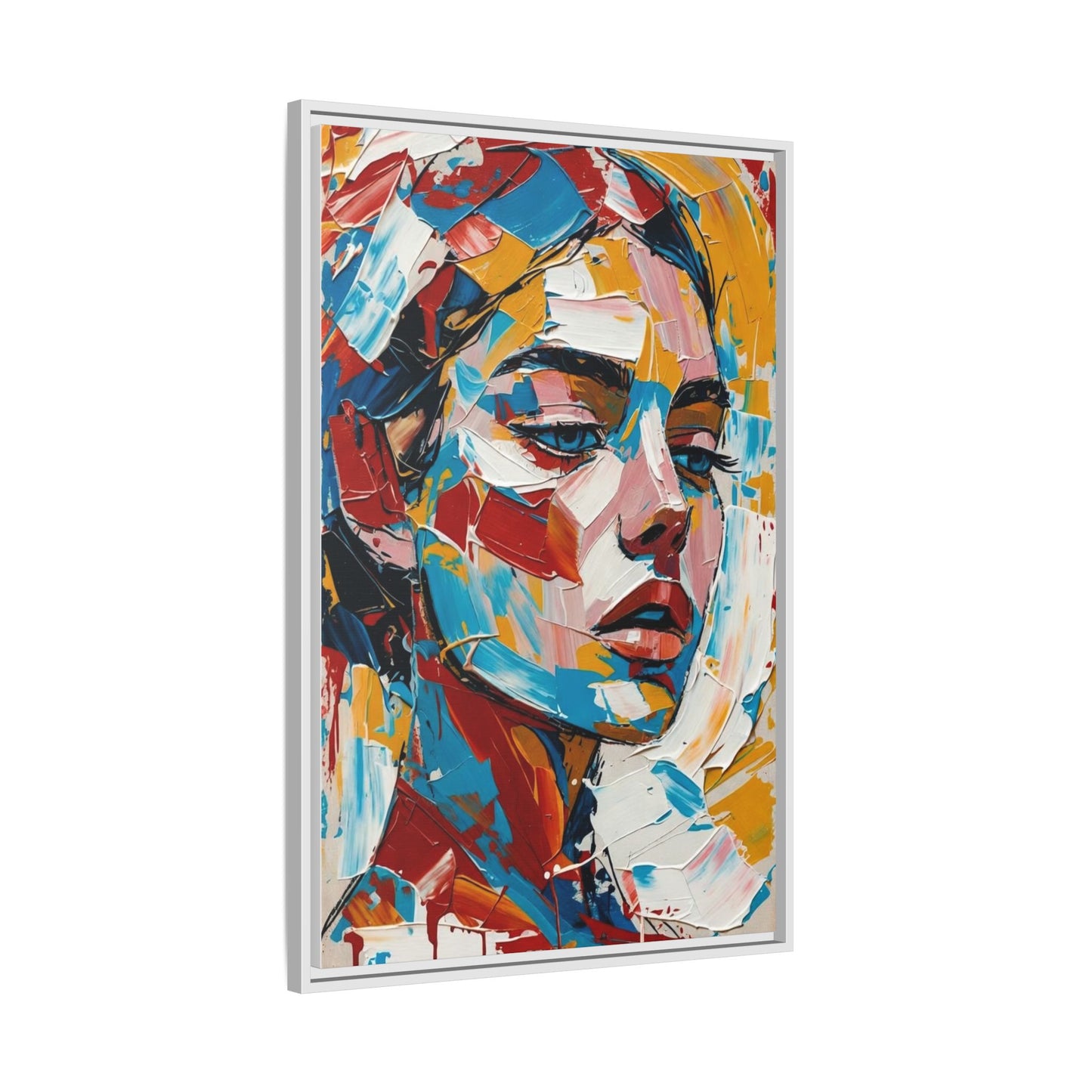 Colorful Abstract Portrait Framed Canvas Print
