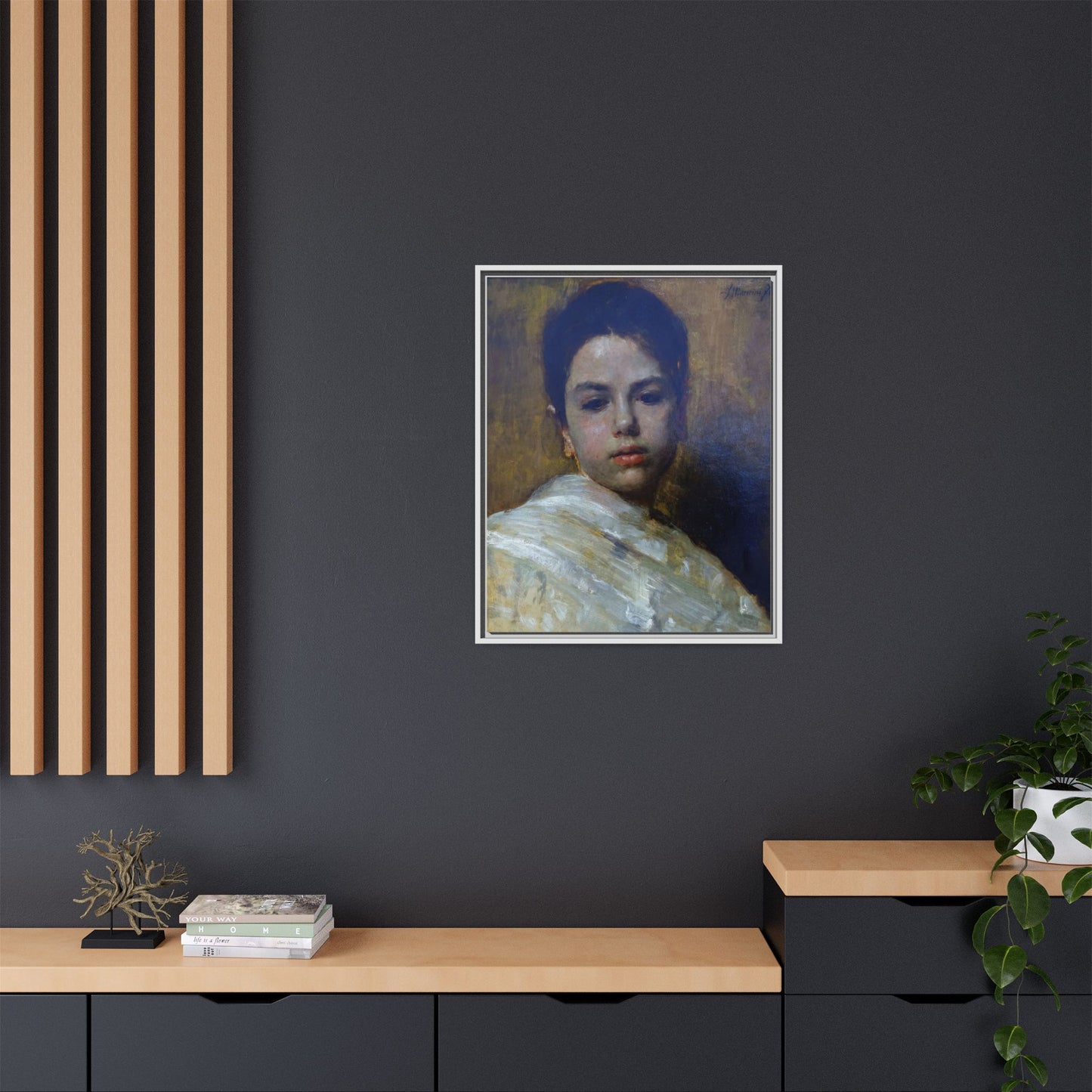 Carminella by Antonio Mancini Framed Matte Canvas Art Print