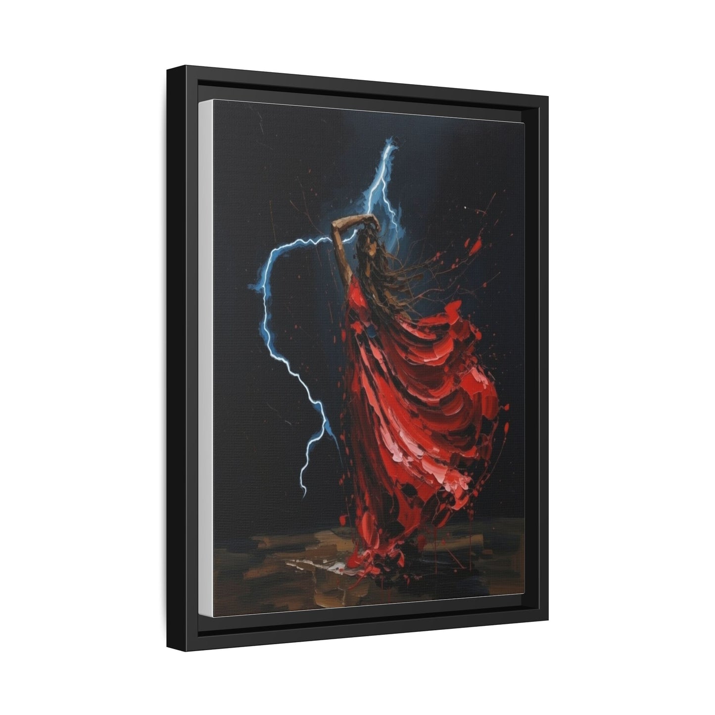 Framed Matte Canvas Print — Red Dancer Lightning Art