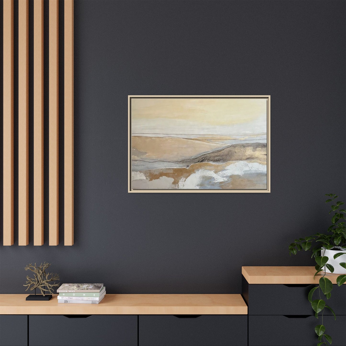 Framed Abstract Coastal Landscape Matte Canvas Wall Art