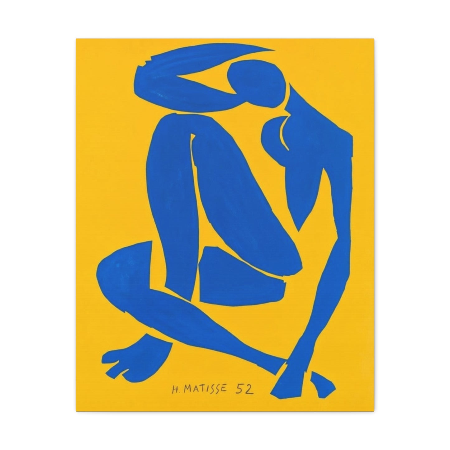 Blue Matisse Nude Silhouette Matte Canvas Print — Modern Yellow Wall Art
