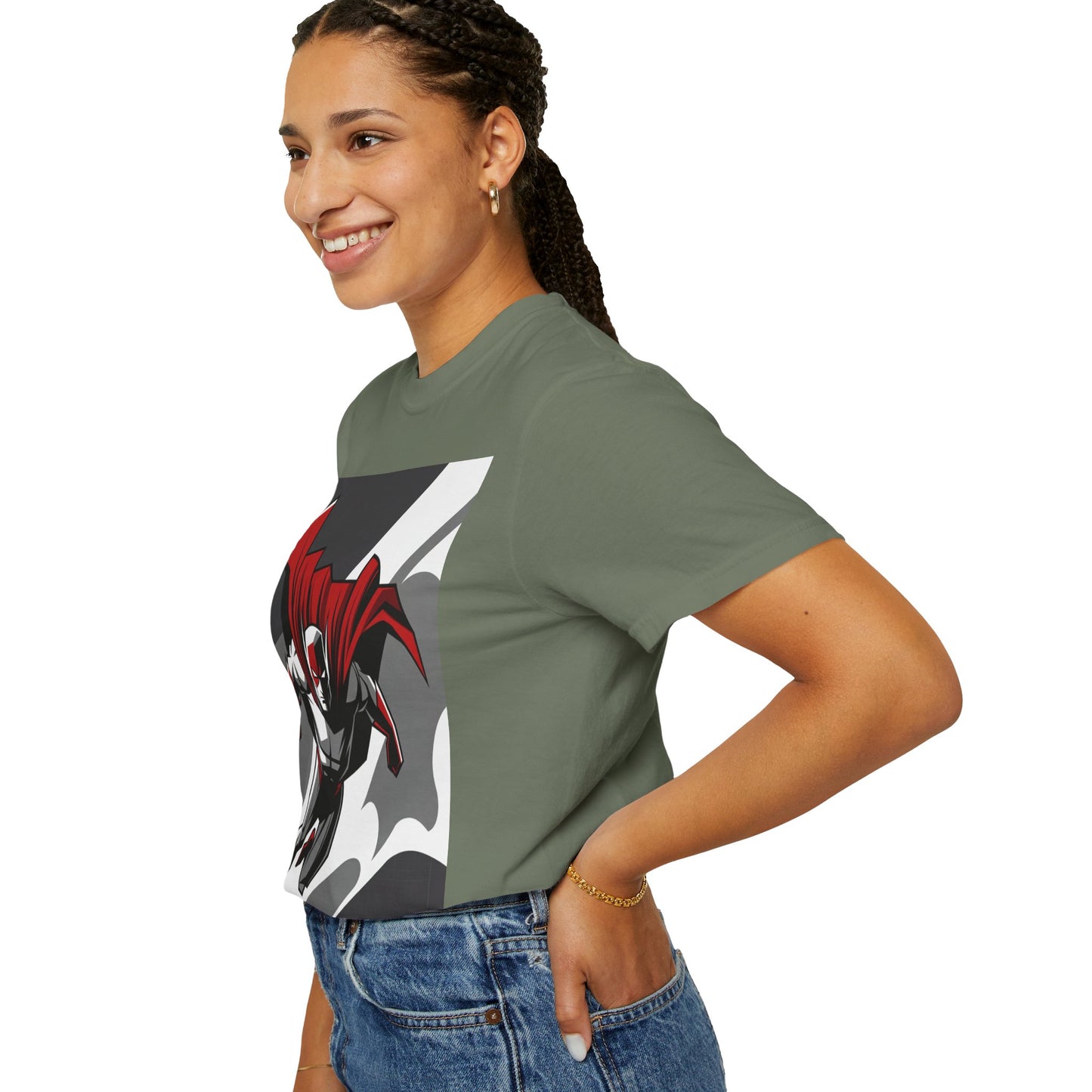 Superhero Action T-Shirt — Red Cape Comic Graphic Tee