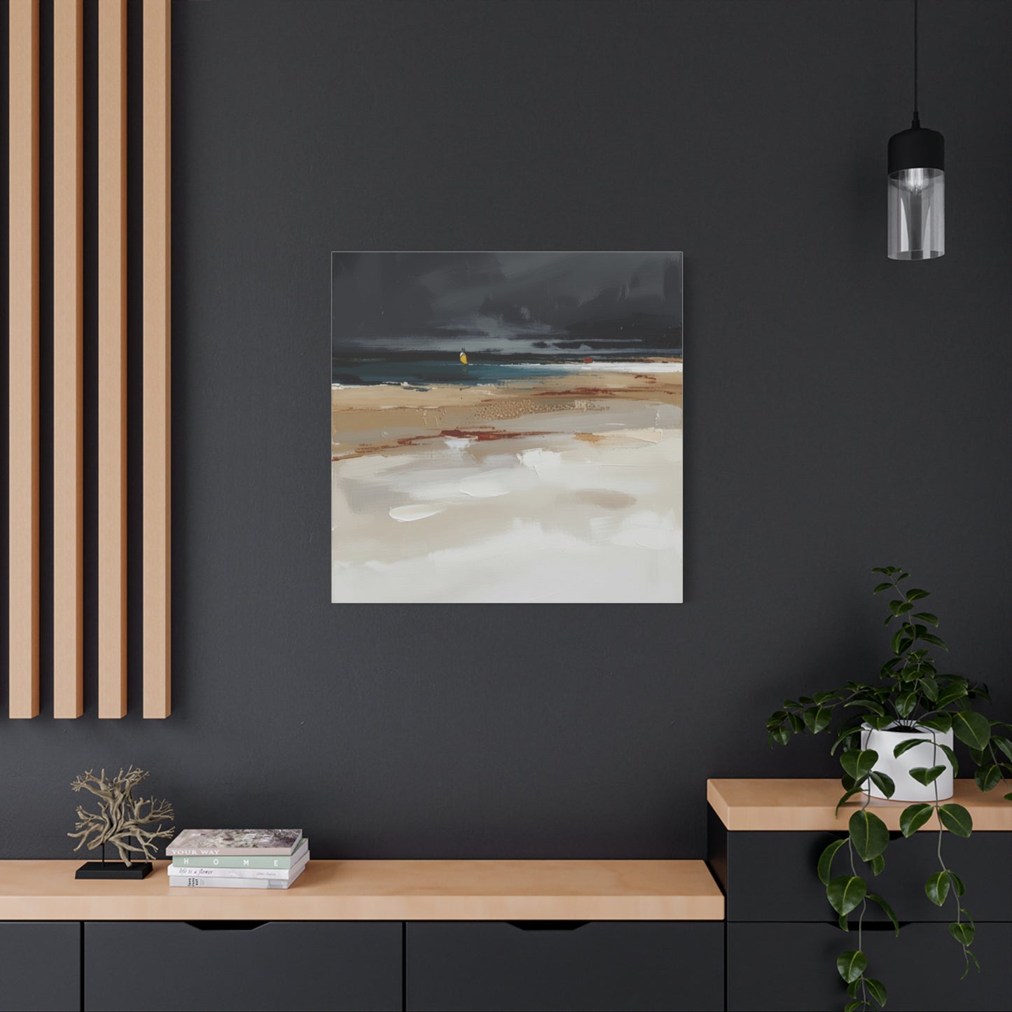 Beachscape Canvas Art — Stormy Seascape Matte Stretched Wall Art