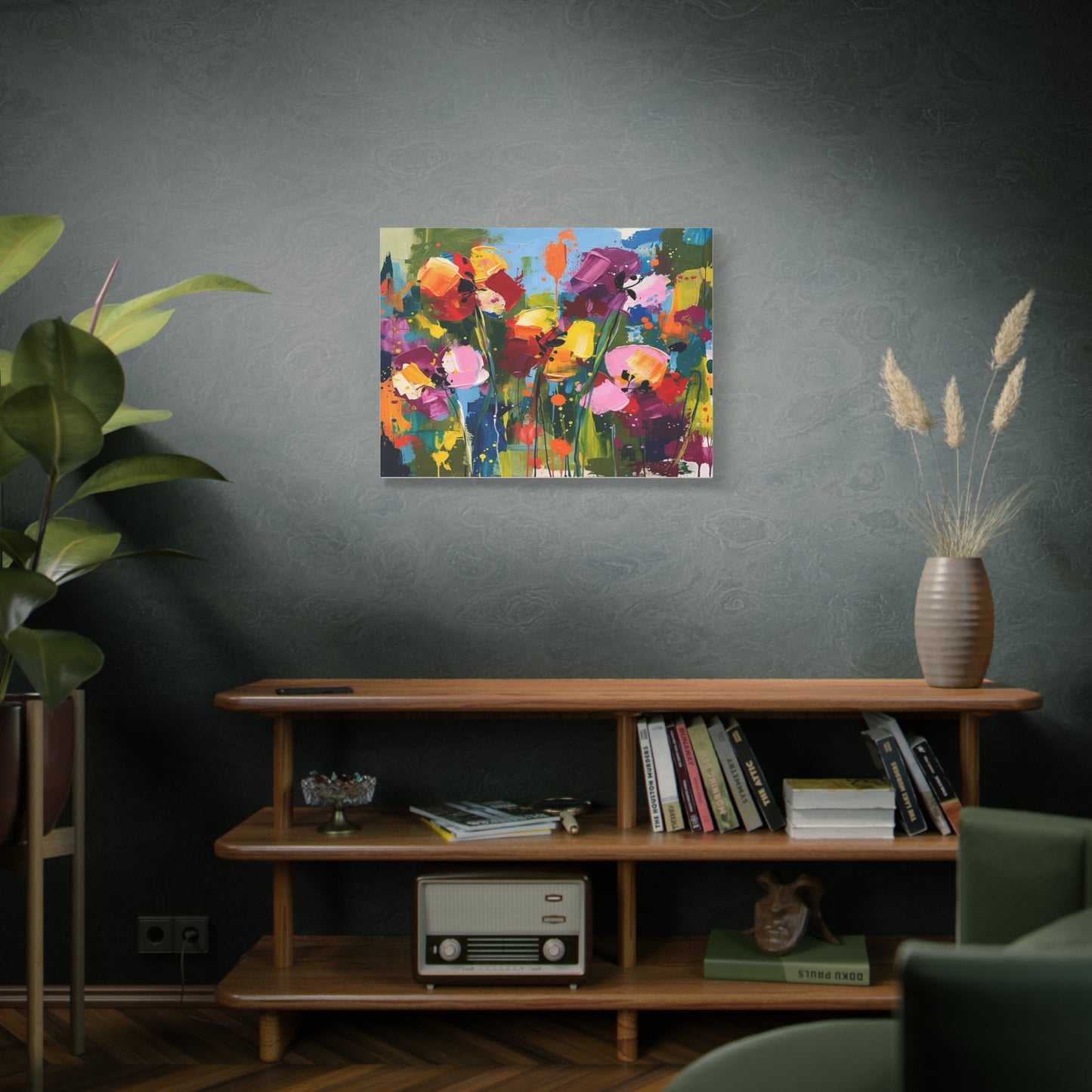 Vibrant Abstract Floral Canvas — Colorful Poppy Wall Art, Matte Stretched 1.25"