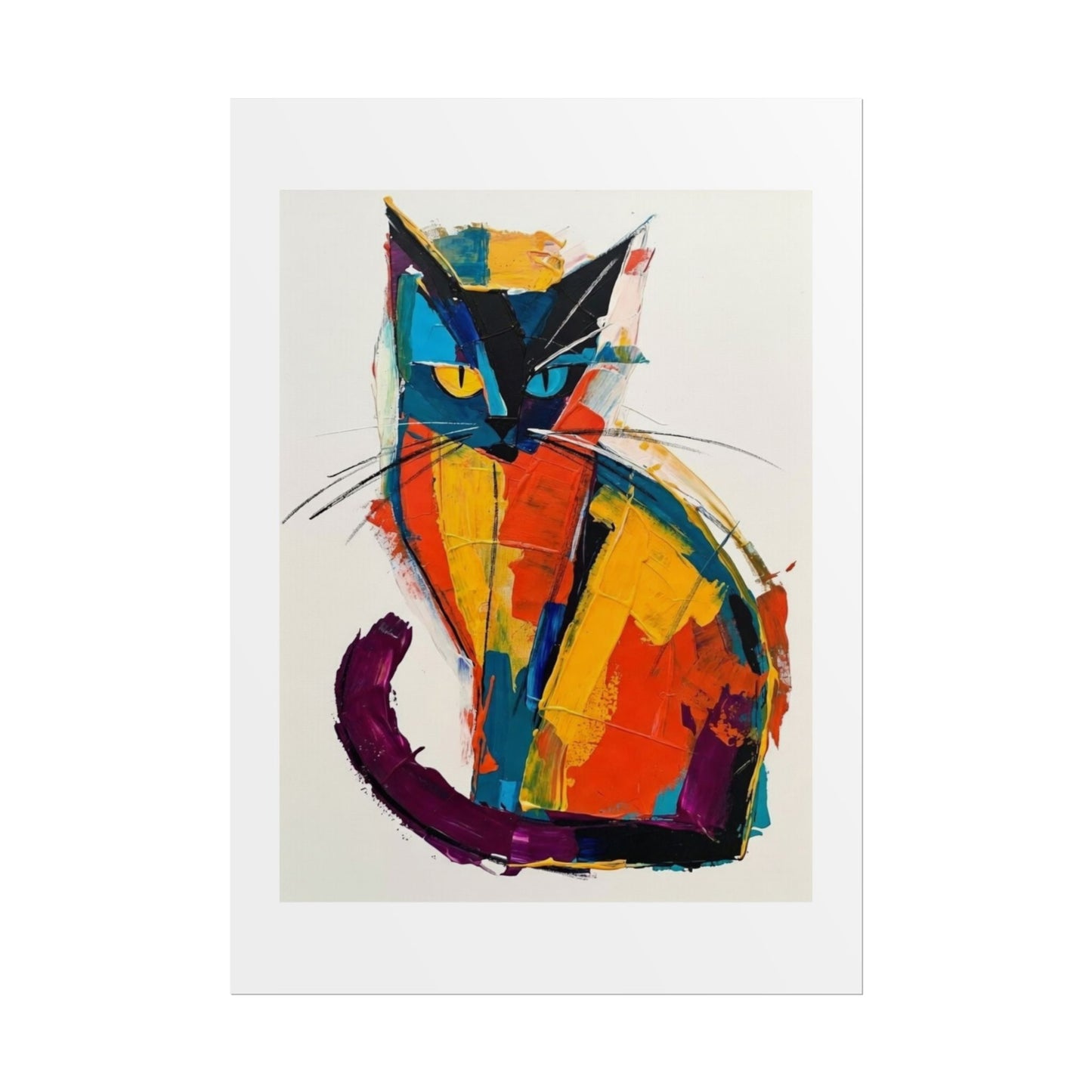 Colorful Abstract Cat Poster — Modern Rolled Art Print