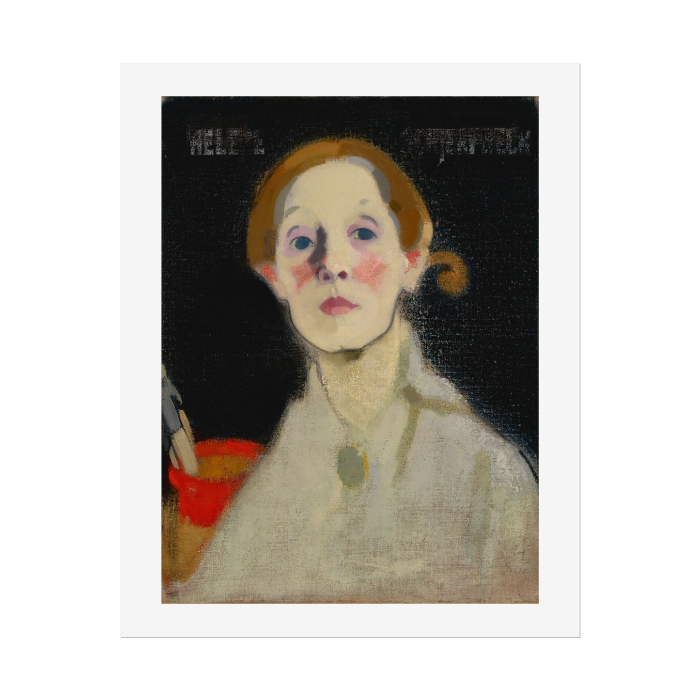 Self-Portrait Black Background by Helene Schjerfbeck Wall Art Print