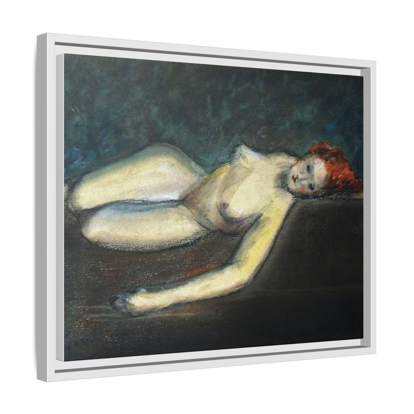 Lying nude by Paul Gosselin Framed Matte Canvas Wall Art Print